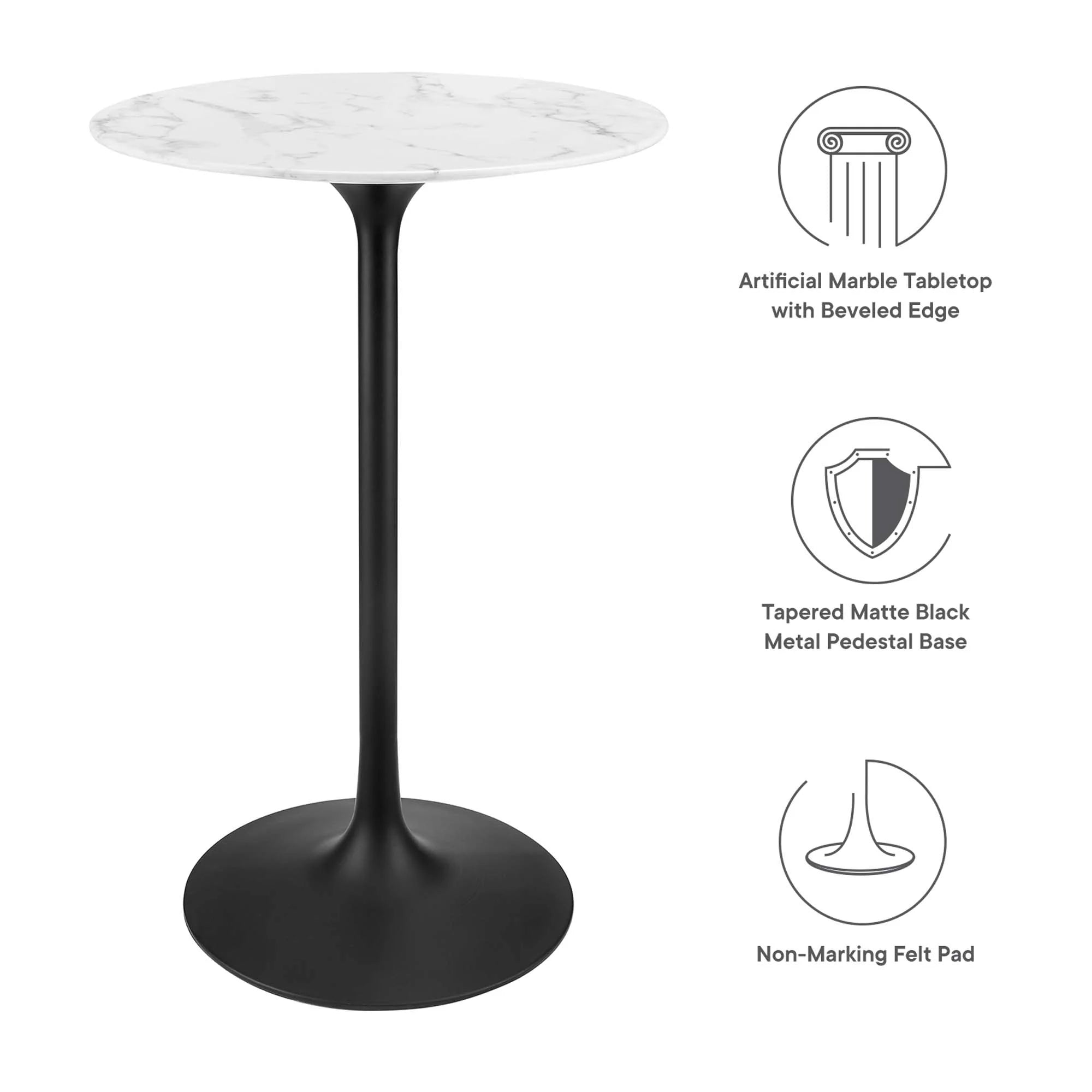 Lippa Round Artificial Marble Bar Table