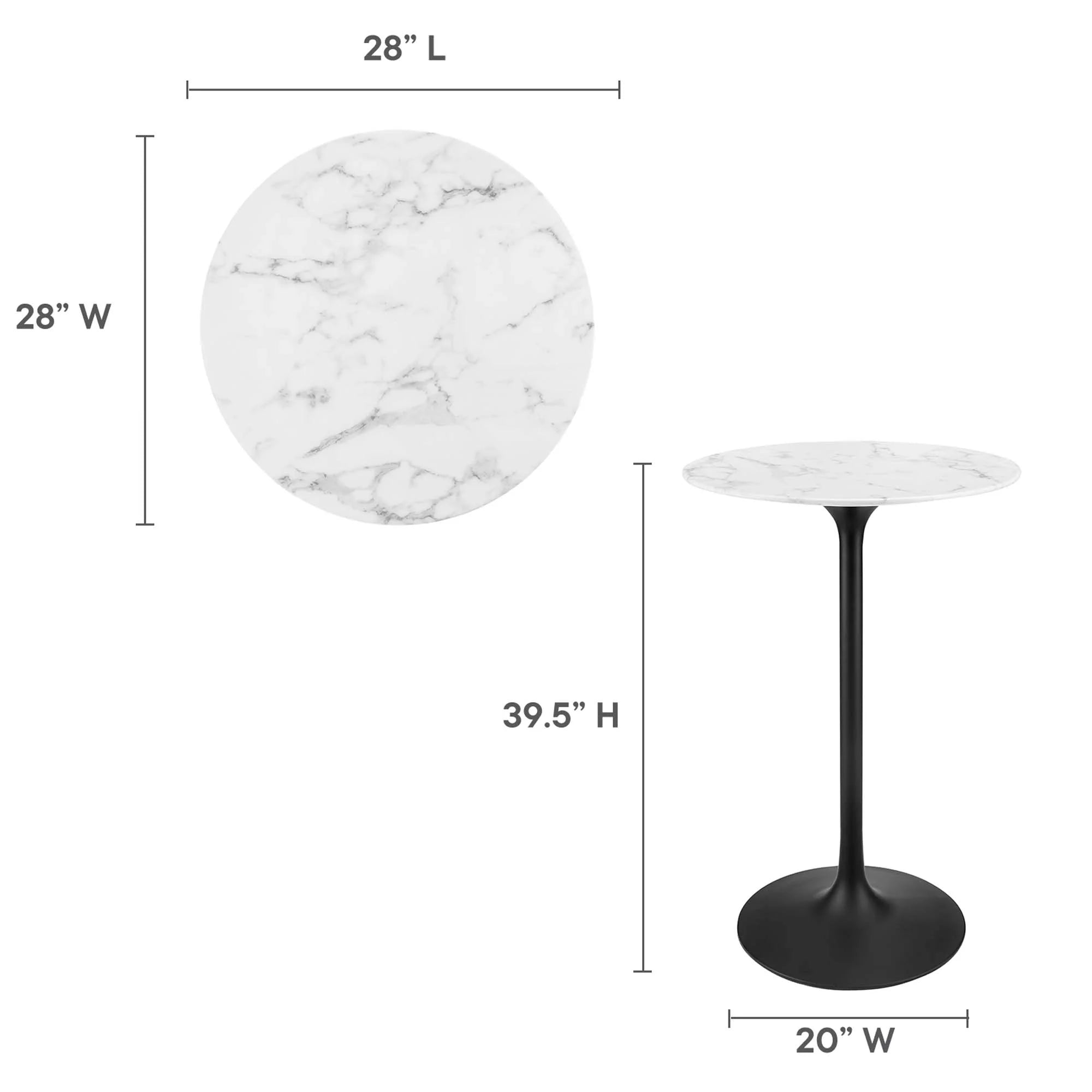 Lippa Round Artificial Marble Bar Table