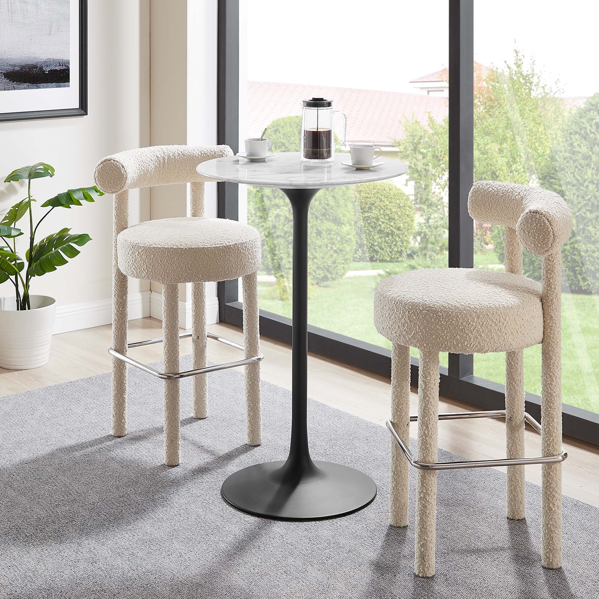 Lippa Round Artificial Marble Bar Table