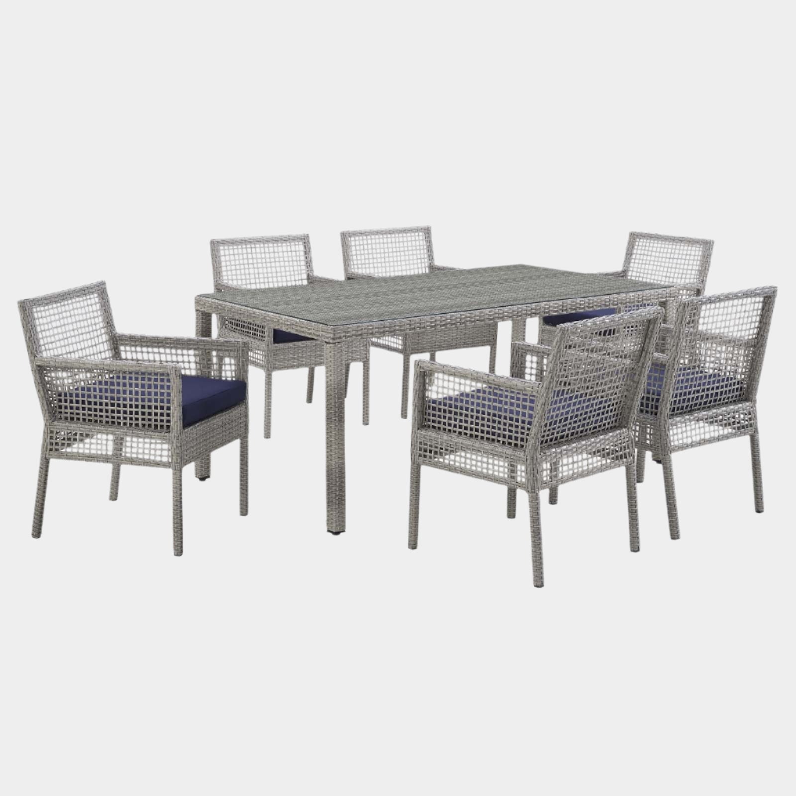 Ensemble de patio extérieur en rotin et osier Aura 7 pièces
