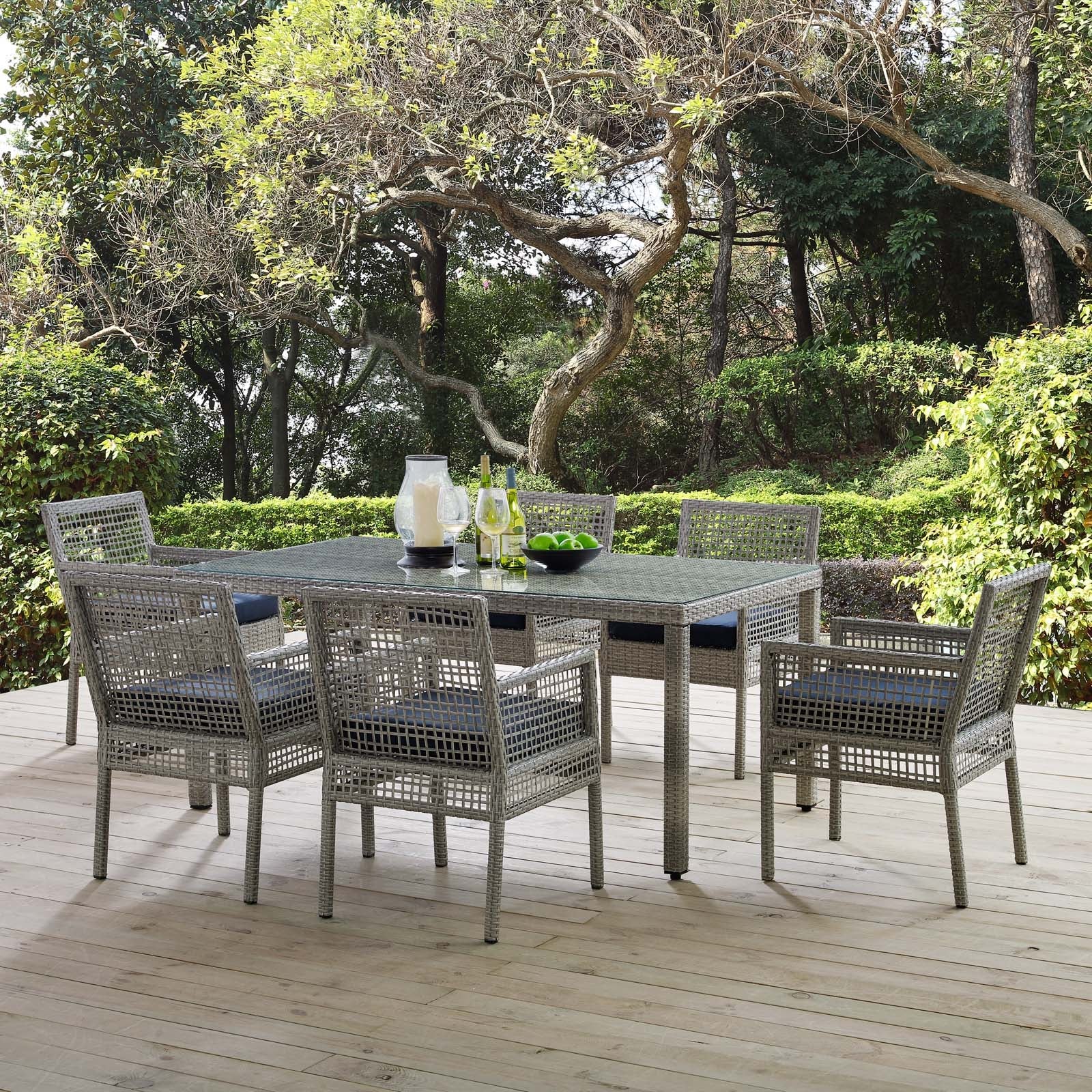 Ensemble de patio extérieur en rotin et osier Aura 7 pièces