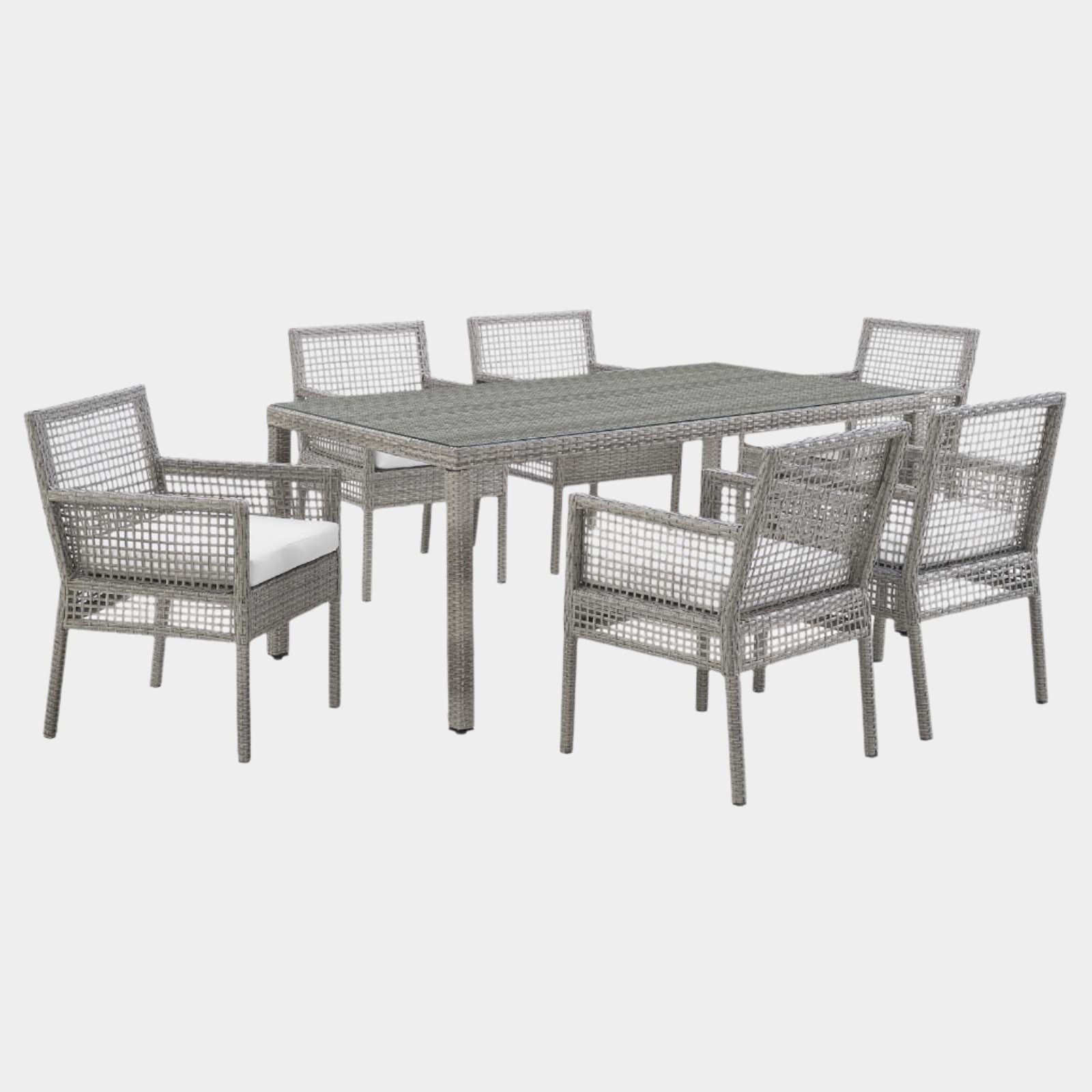 Ensemble de patio extérieur en rotin et osier Aura 7 pièces