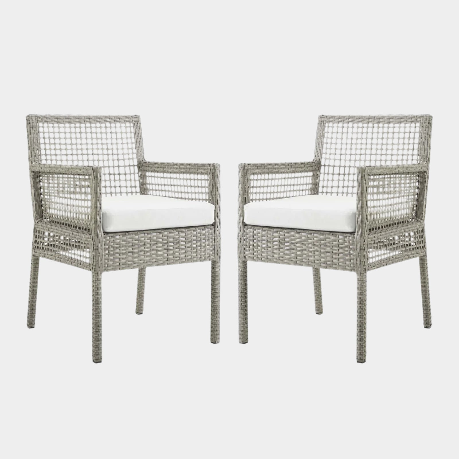 Ensemble de 2 fauteuils de salle à manger en rotin et osier pour patio extérieur Aura