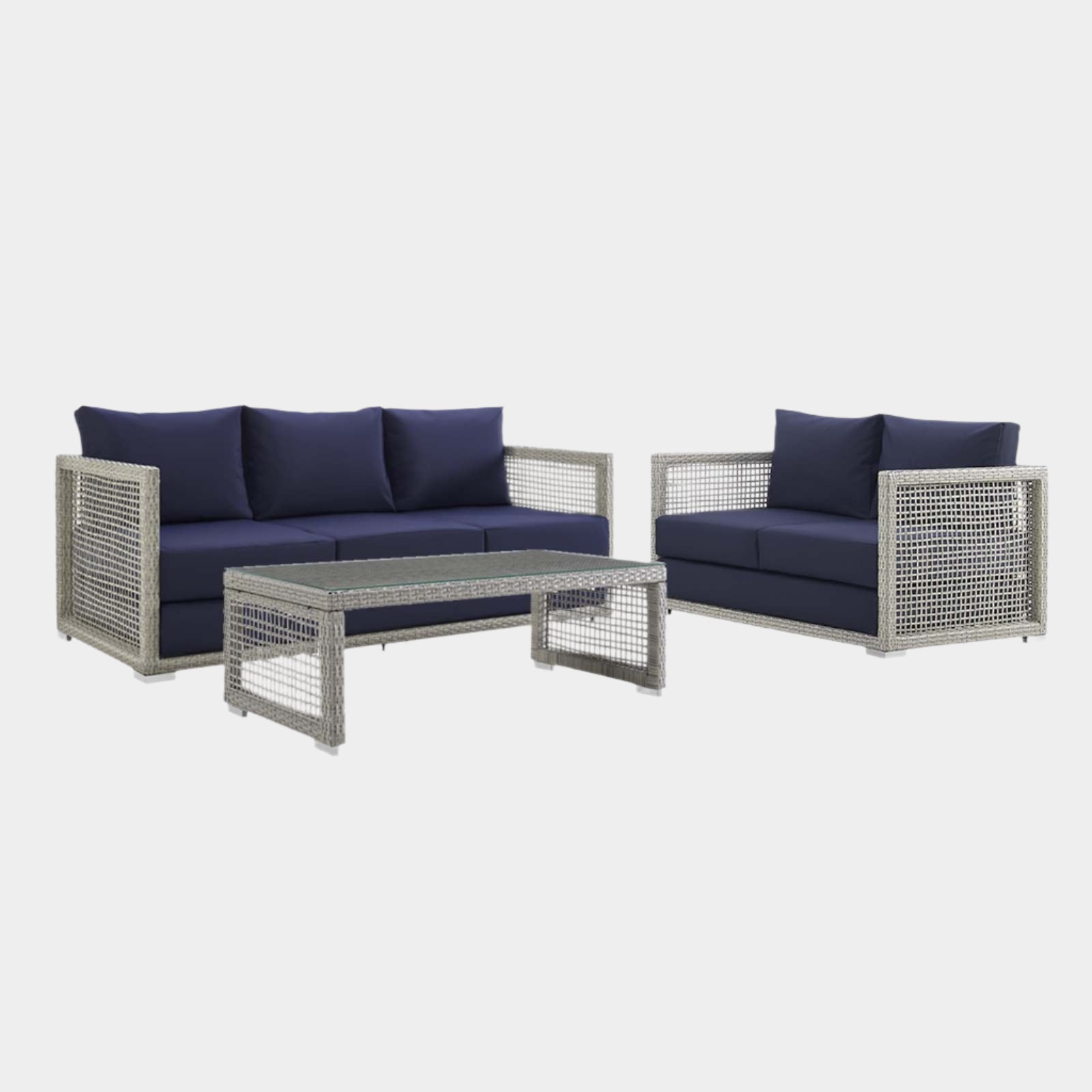 Aura 3 Piece Outdoor Patio Wicker Rattan Set