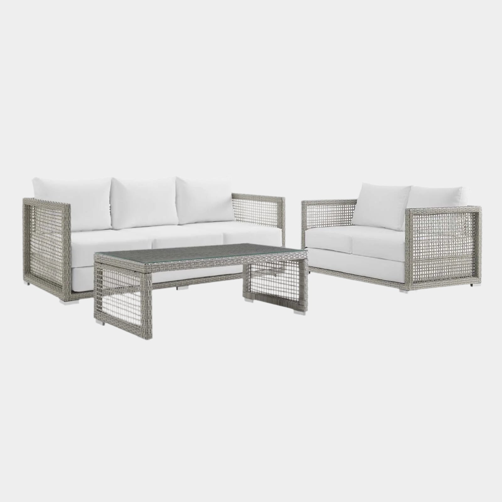 Aura 3 Piece Outdoor Patio Wicker Rattan Set