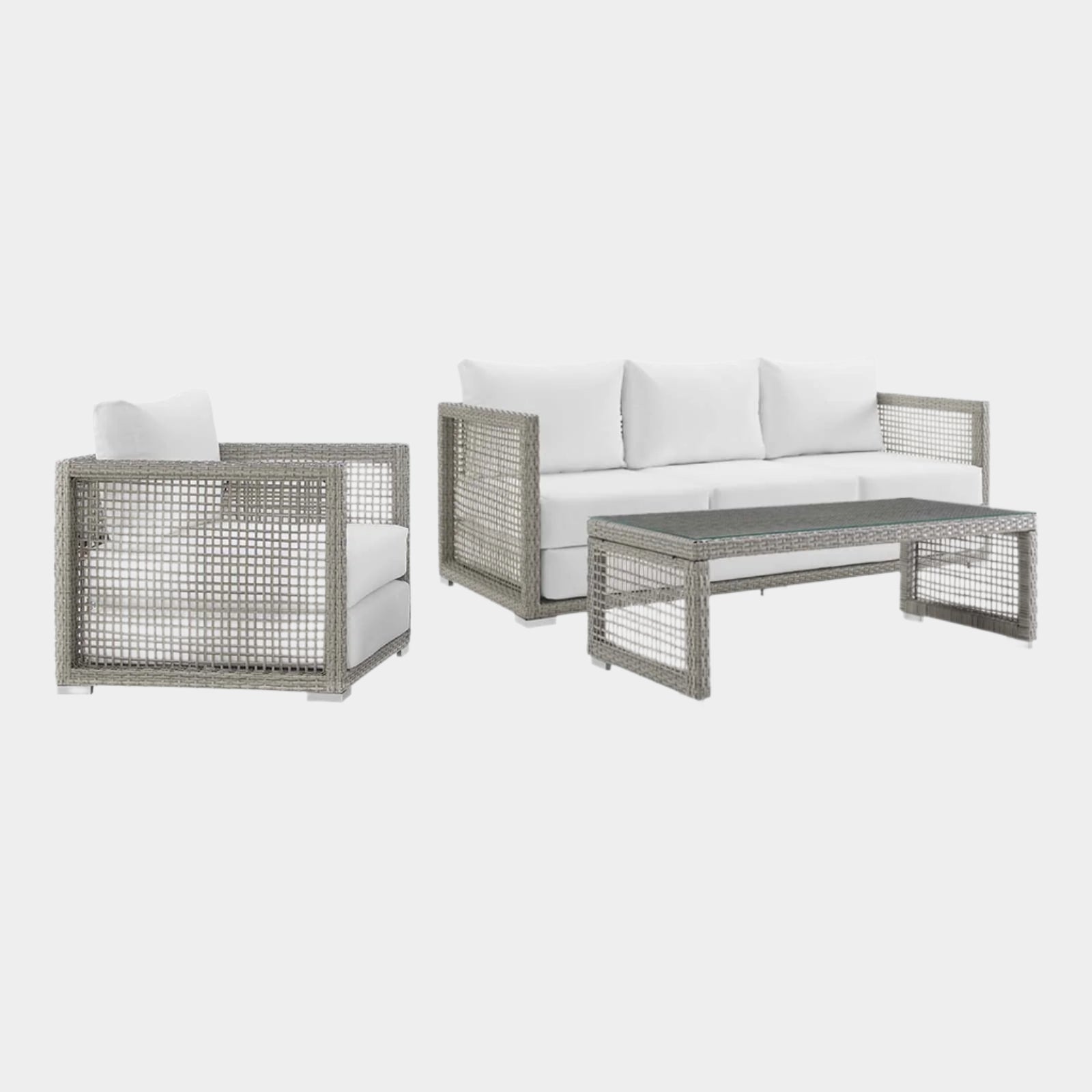 Aura 3 Piece Outdoor Patio Wicker Rattan Set