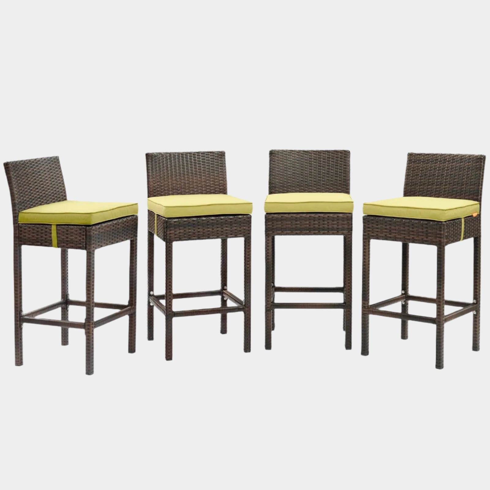 Ensemble de 4 tabourets de bar en rotin et osier pour patio extérieur Conduit