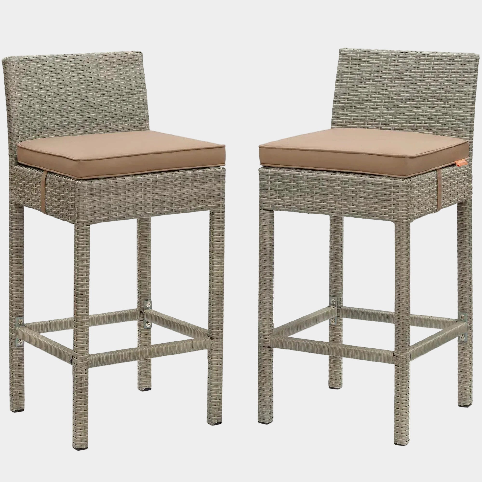 Conduit Outdoor Wicker Rattan Bar Stool Set of 2