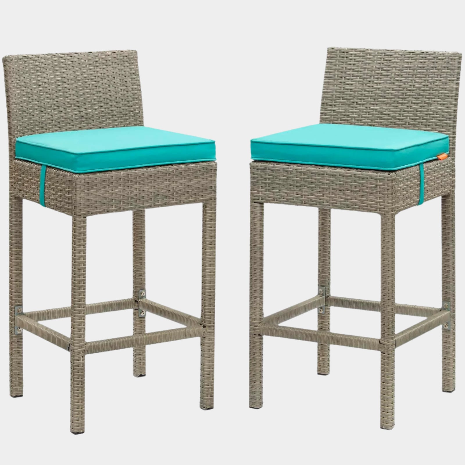 Ensemble de 2 tabourets de bar en rotin et osier pour patio extérieur Conduit