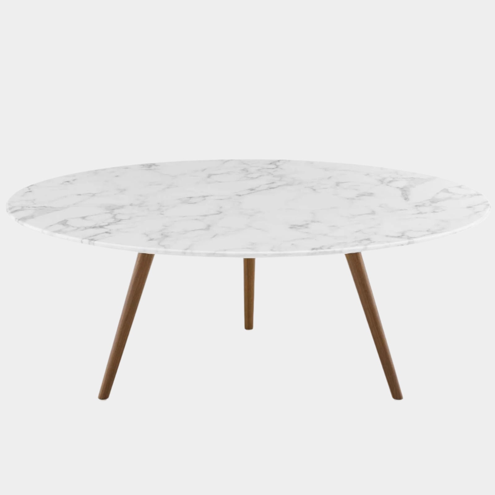 Round Faux Marble Coffee Table with Tripod Base