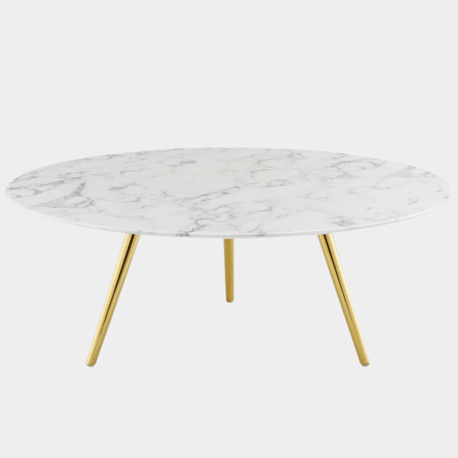 Round Faux Marble Coffee Table with Tripod Base