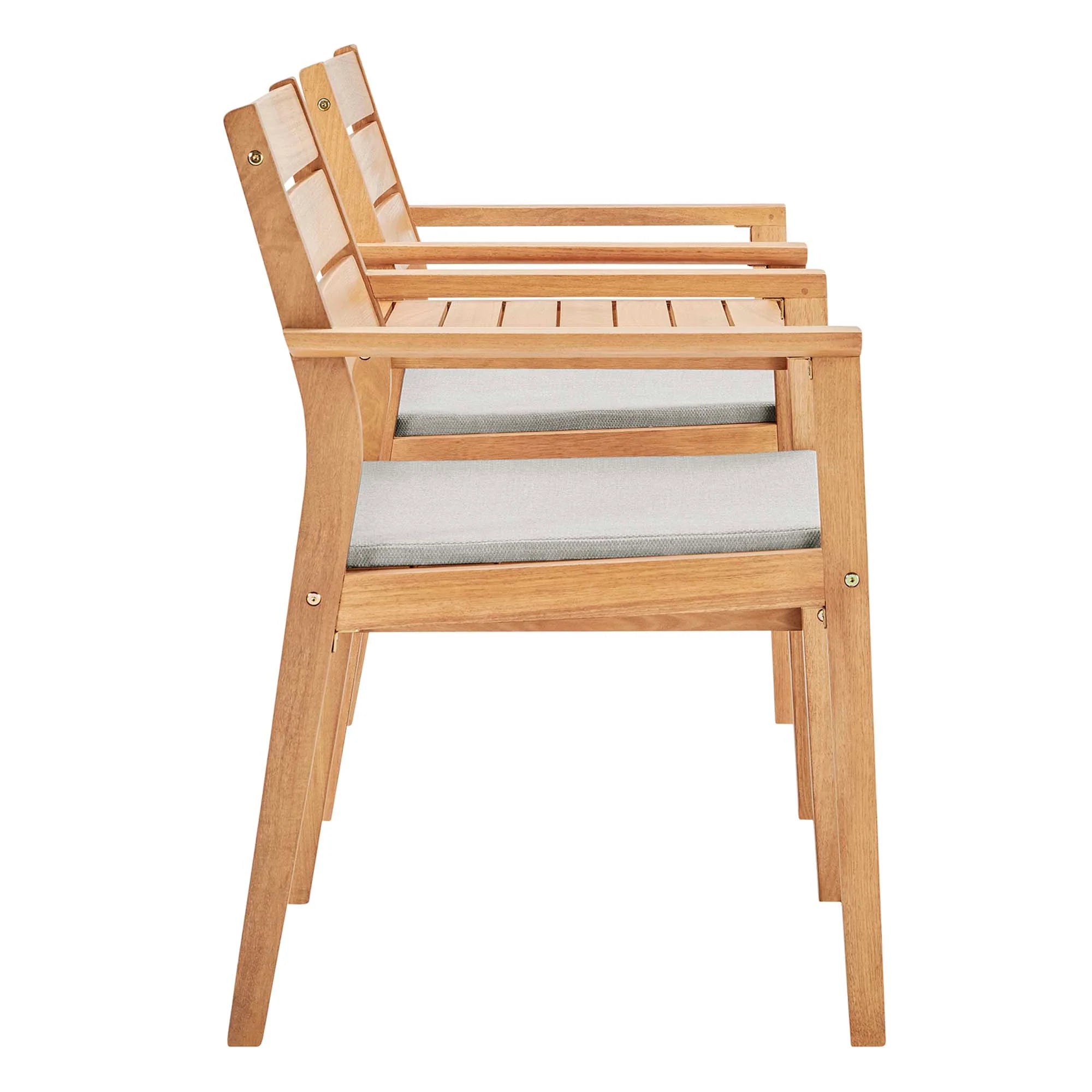 Viewscape Outdoor Patio Ash Wood Jack and Jill Chair Set in Natural Taupe