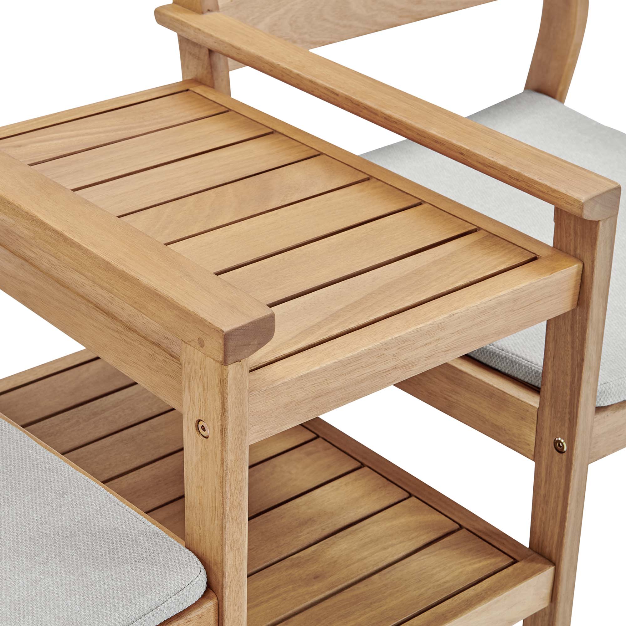 Viewscape Outdoor Patio Ash Wood Jack and Jill Chair Set in Natural Taupe