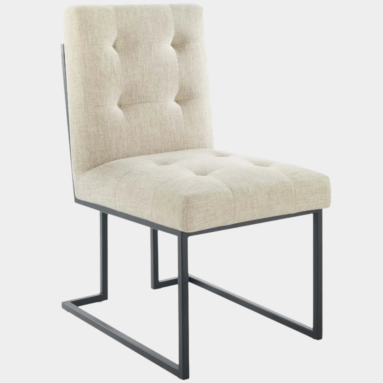 Privy Black Stainless Steel Upholstered Fabric Dining Chair