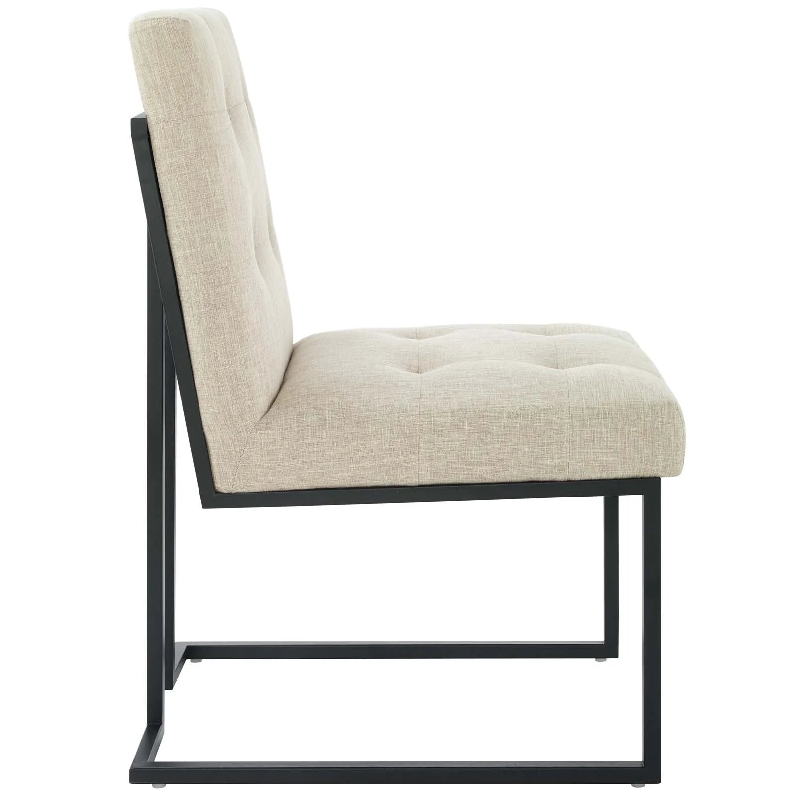 Privy Black Stainless Steel Upholstered Fabric Dining Chair
