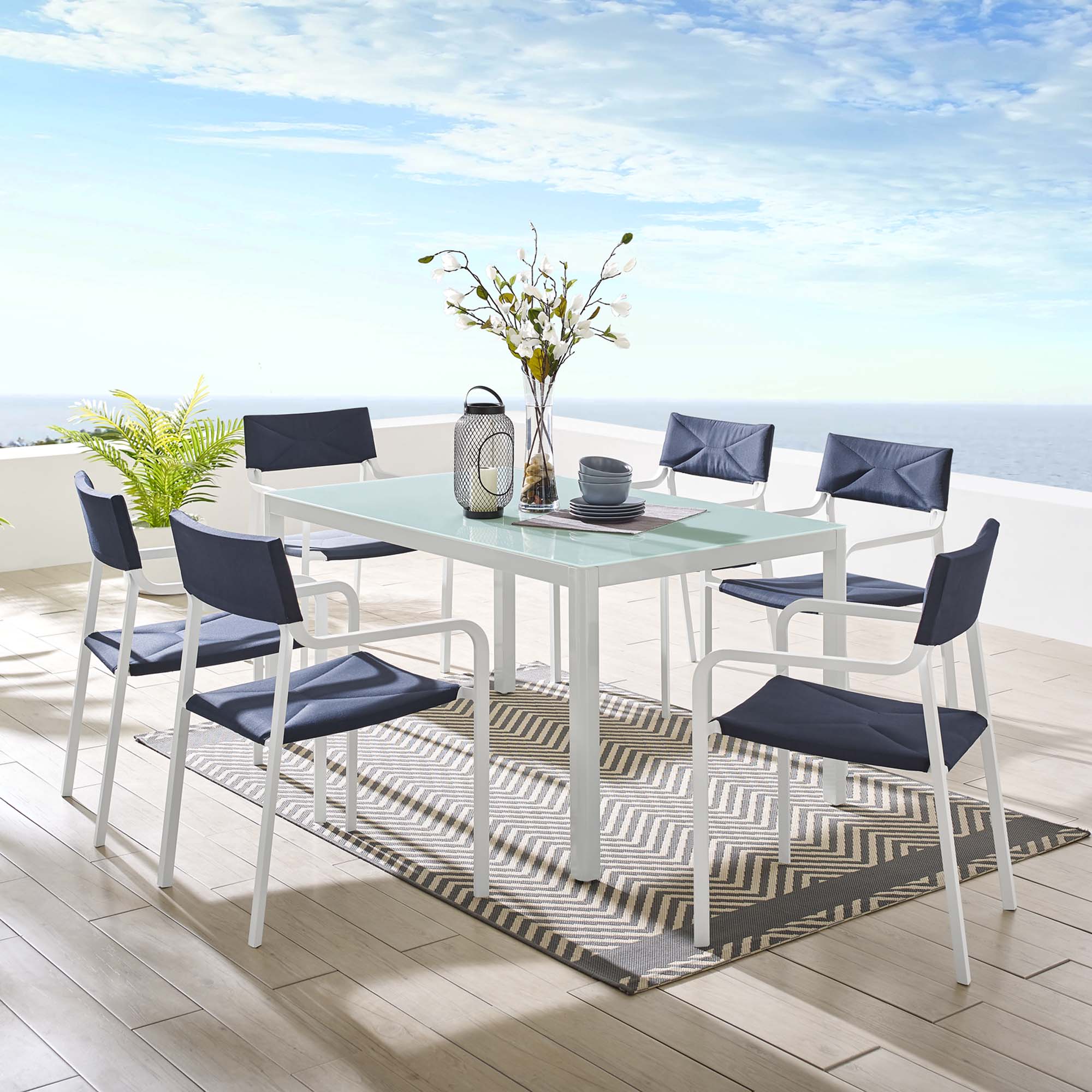 Ensemble de salle à manger d'extérieur en aluminium Raleigh 7 pièces