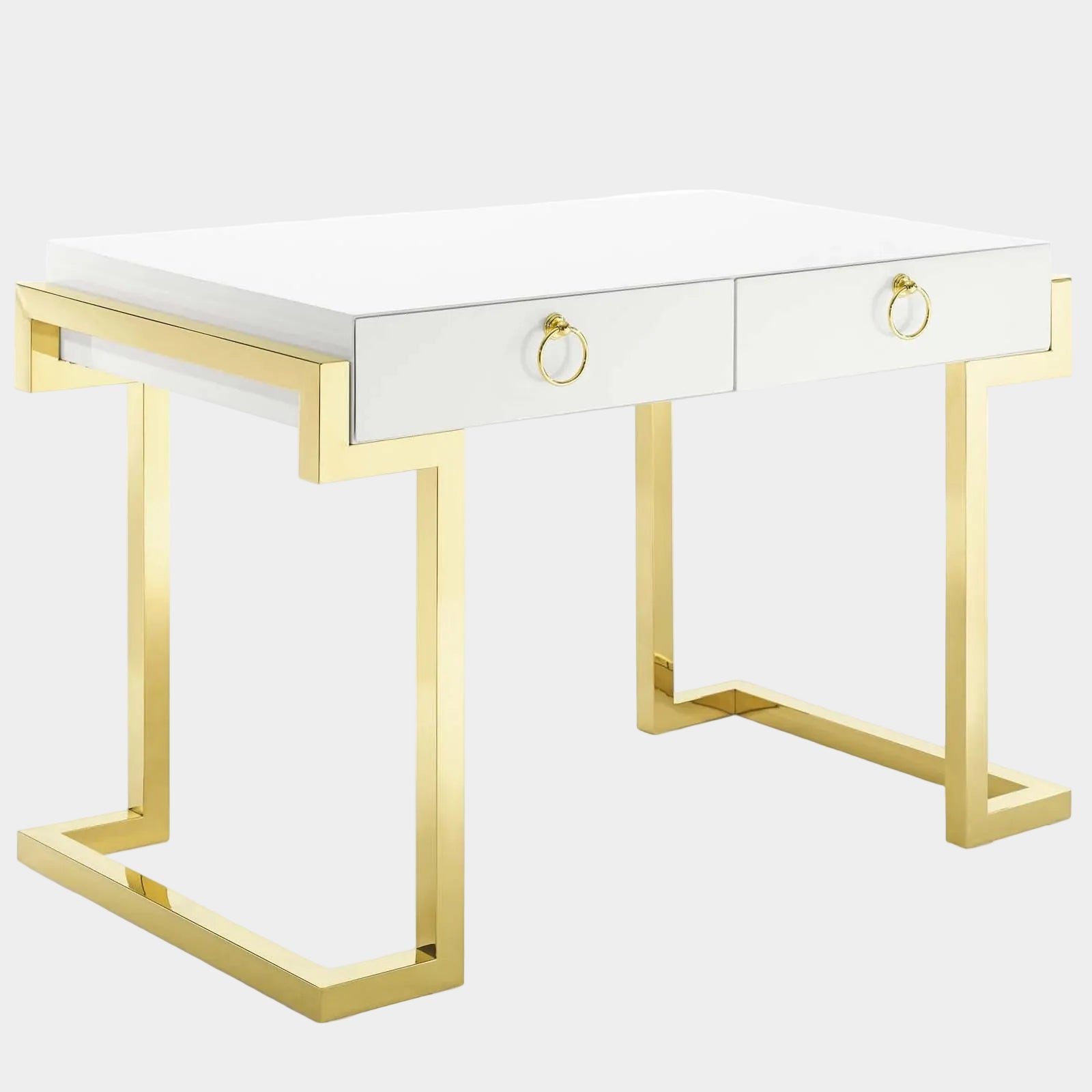 Ring Office Desk in Gold White