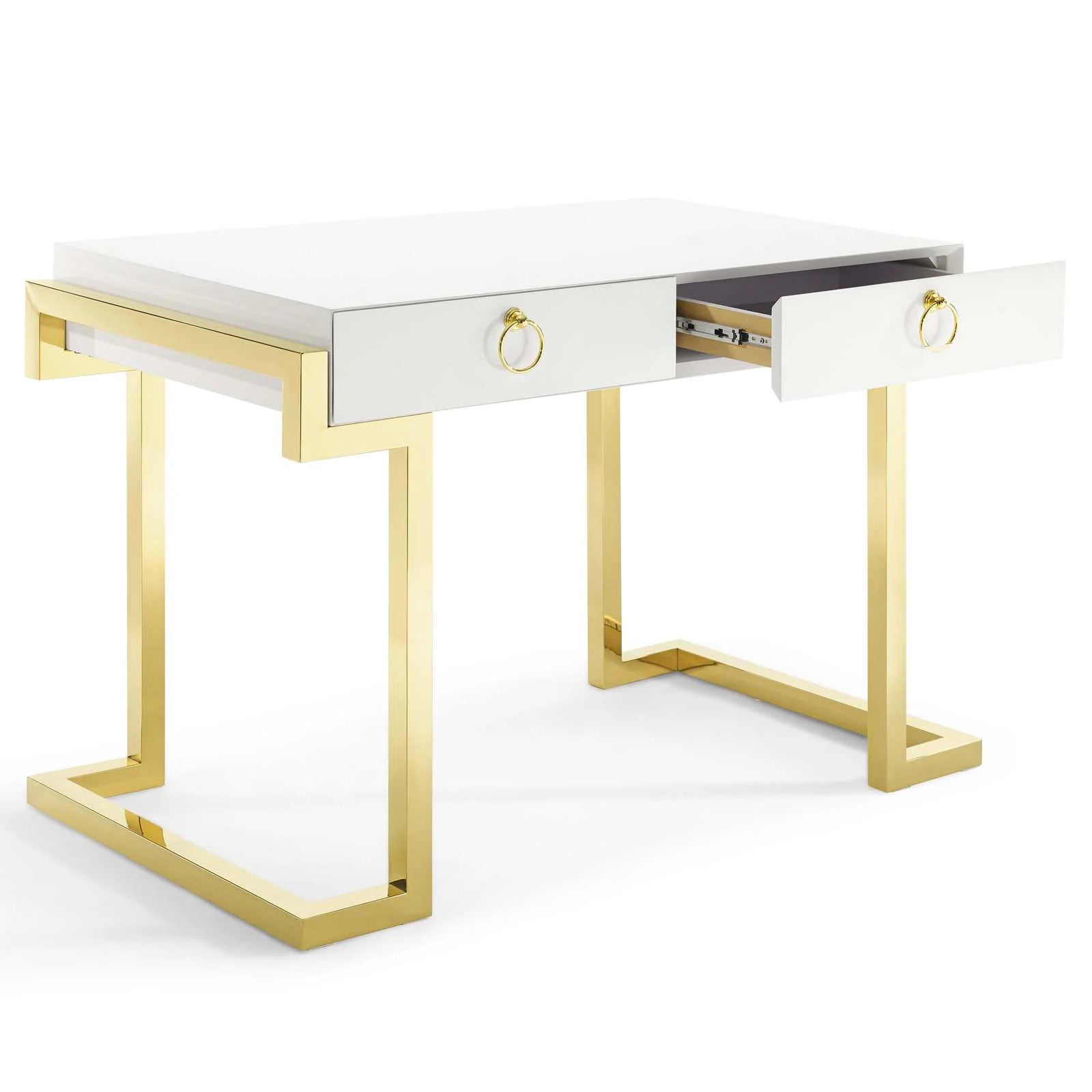 Ring Office Desk in Gold White