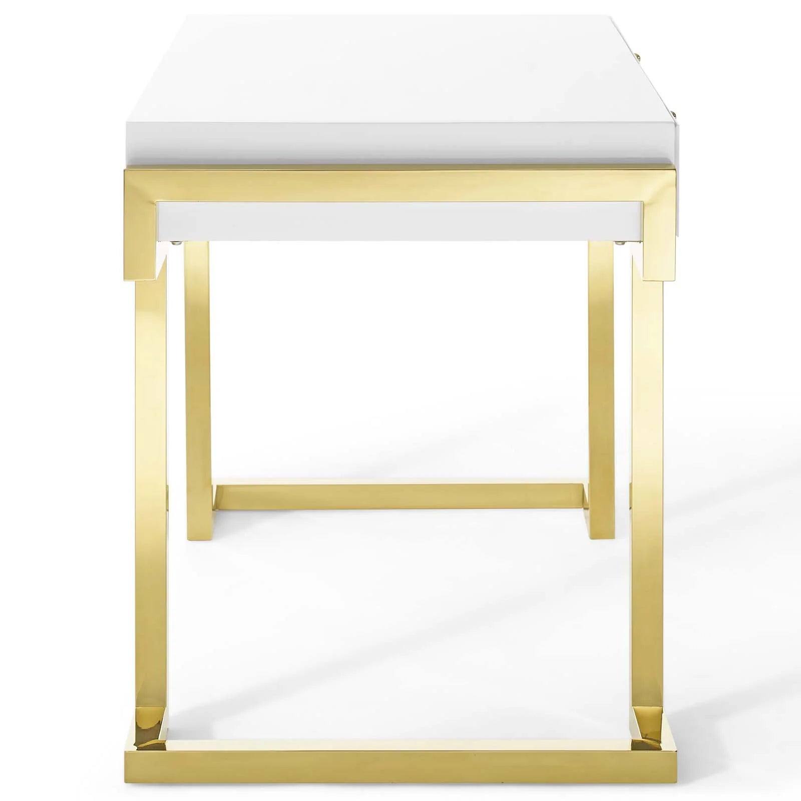 Ring Office Desk in Gold White