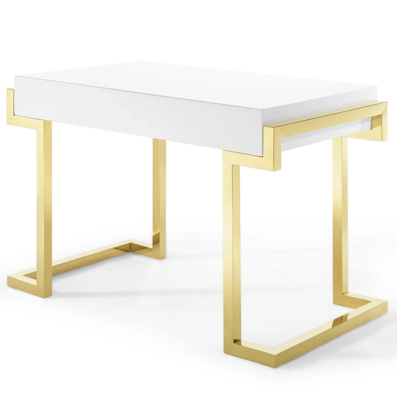 Ring Office Desk in Gold White
