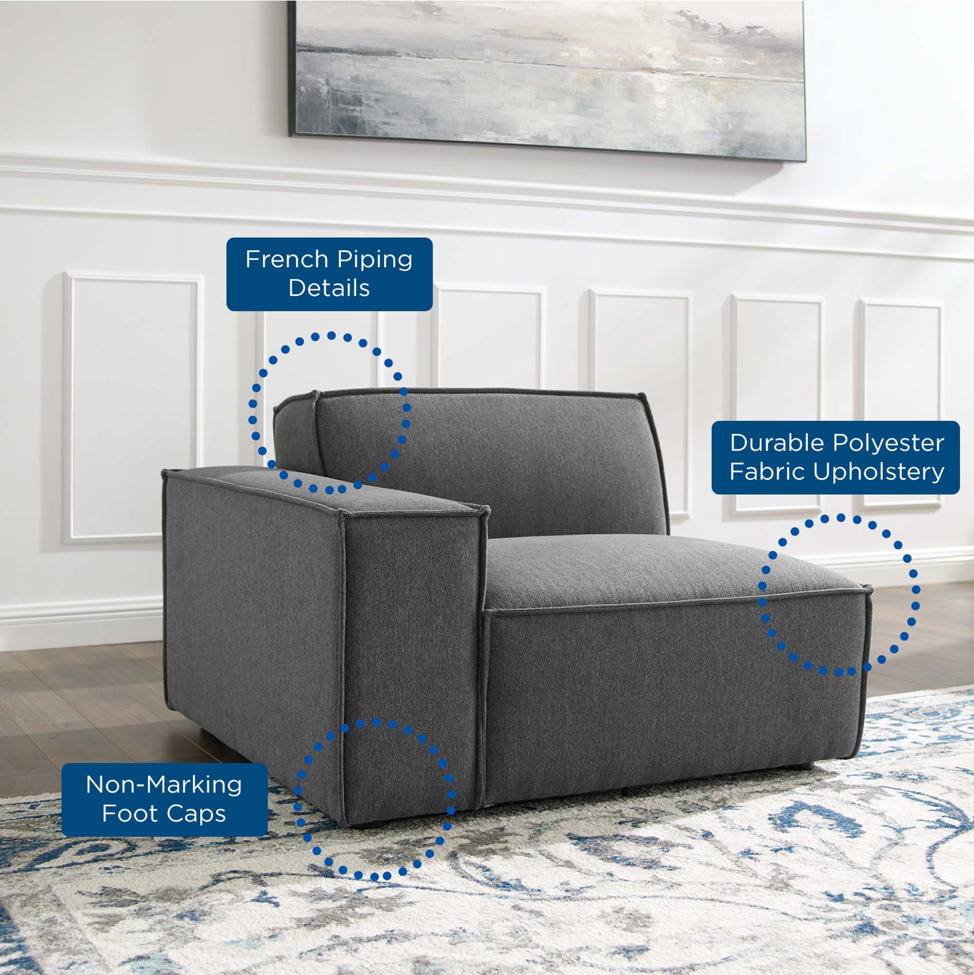 Chaise sans accoudoirs rembourrée en duvet Commix