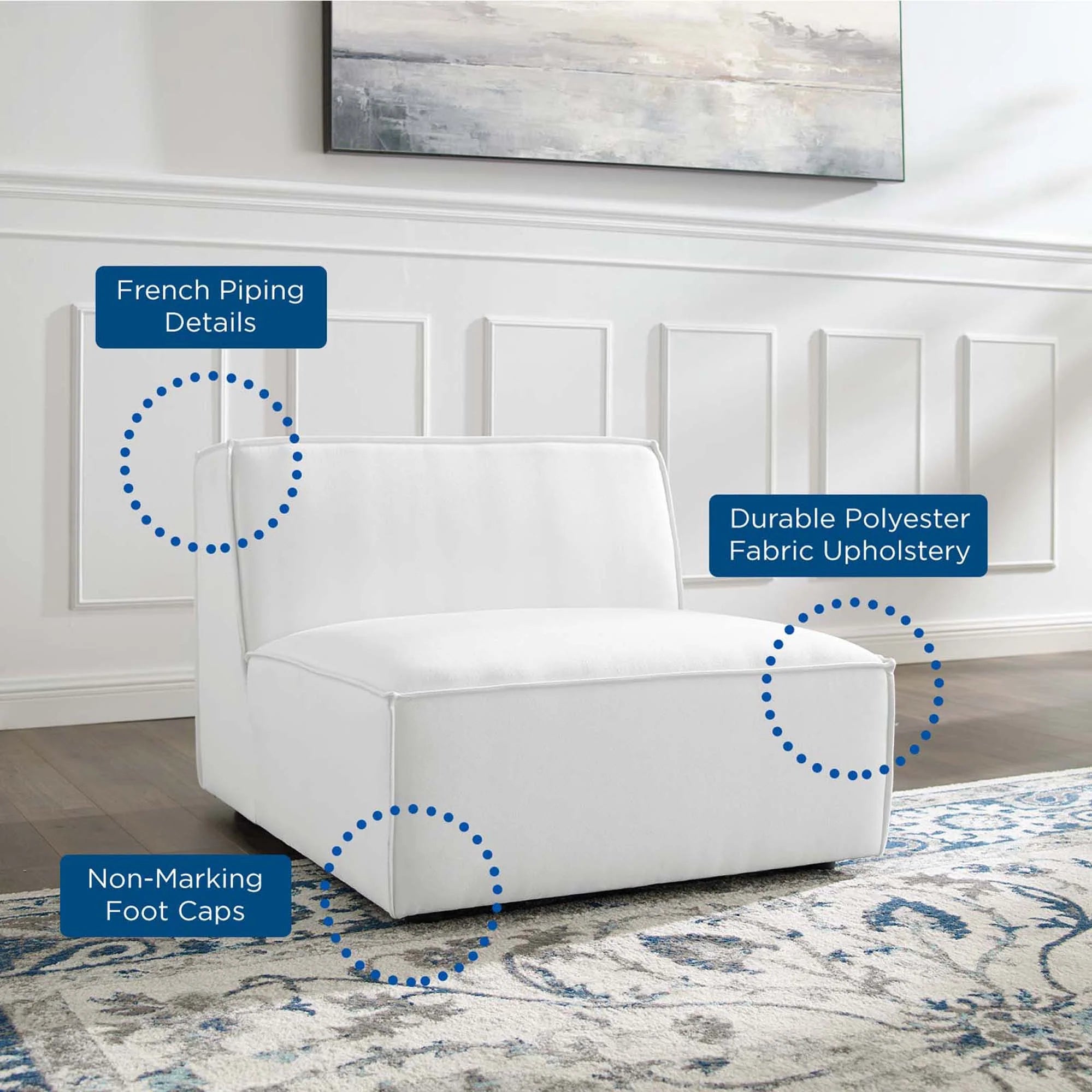Chaise sans accoudoirs rembourrée en duvet Commix
