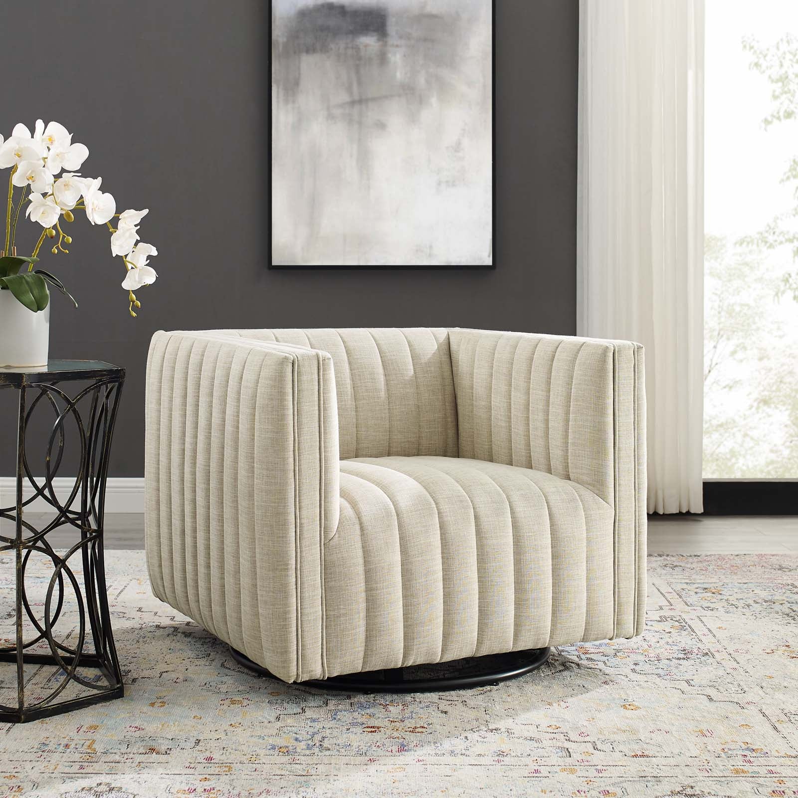 Fauteuil pivotant capitonné Conjure