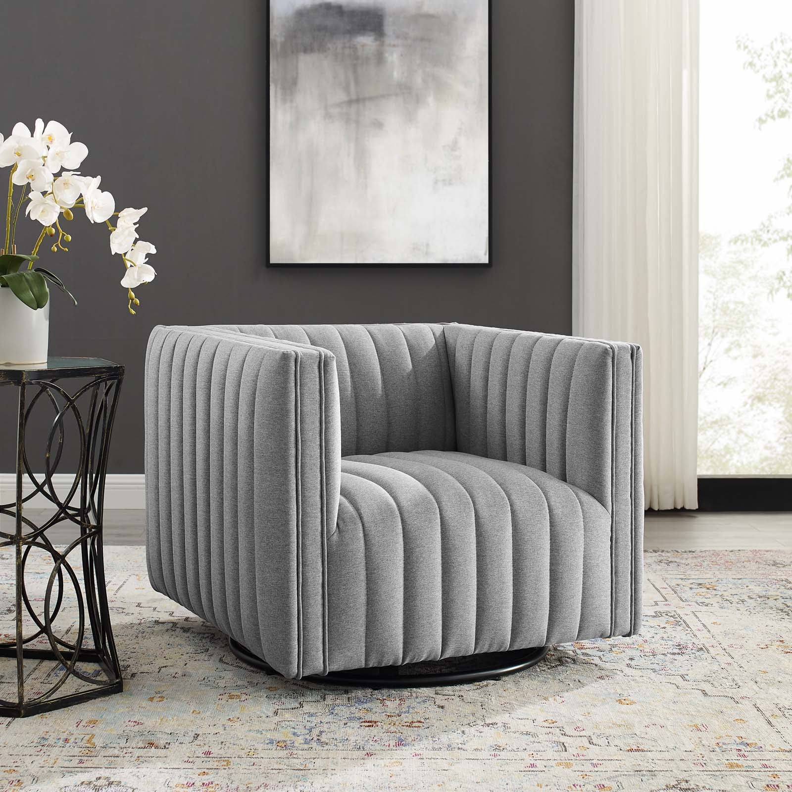 Fauteuil pivotant capitonné Conjure