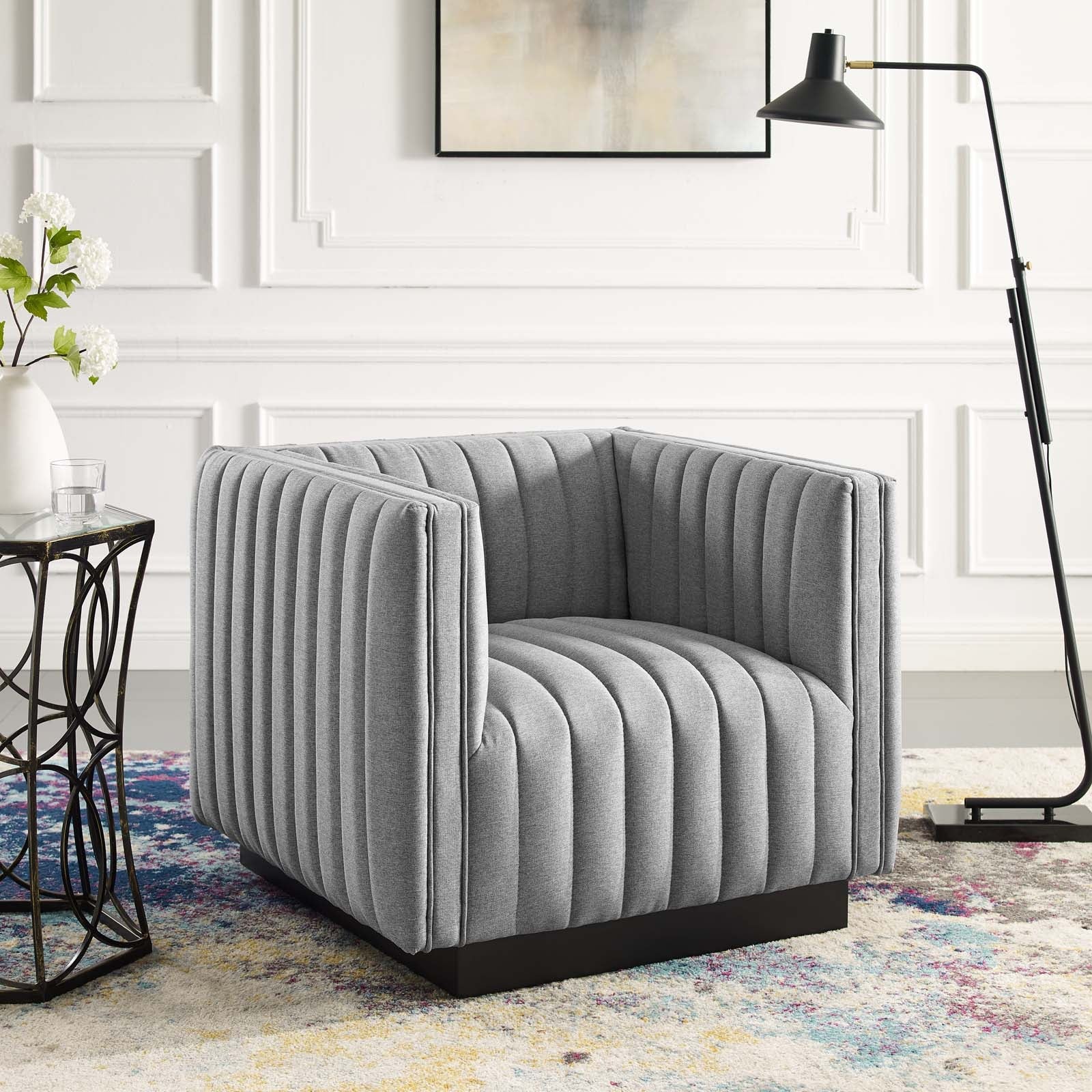 Fauteuil de salon en velours Ponder Performance