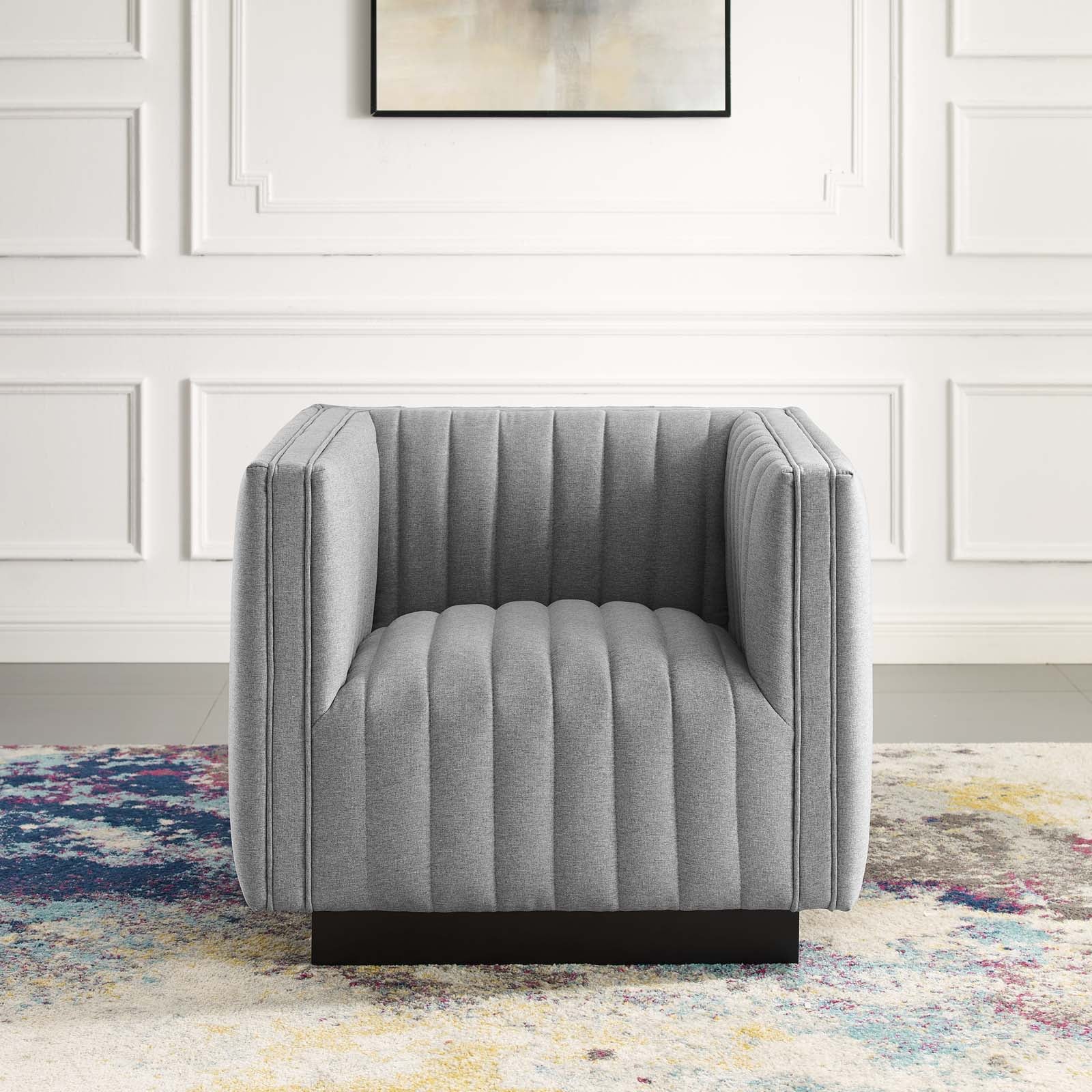 Fauteuil de salon en velours Ponder Performance