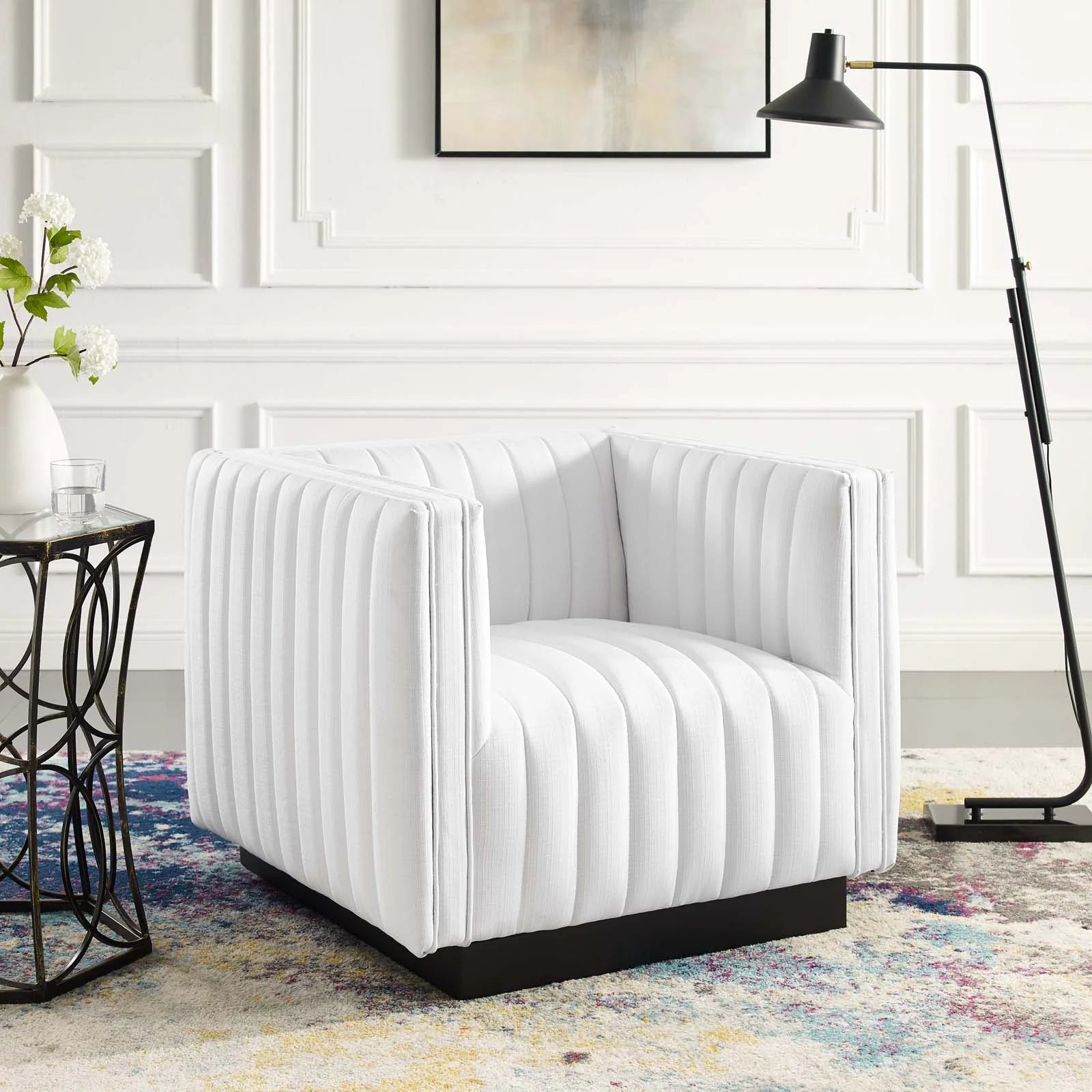 Fauteuil de salon en velours Ponder Performance