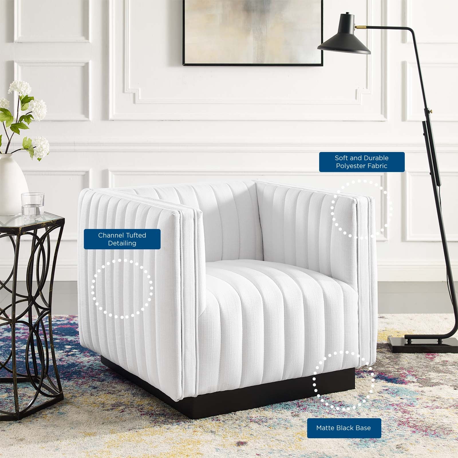 Fauteuil de salon en velours Ponder Performance