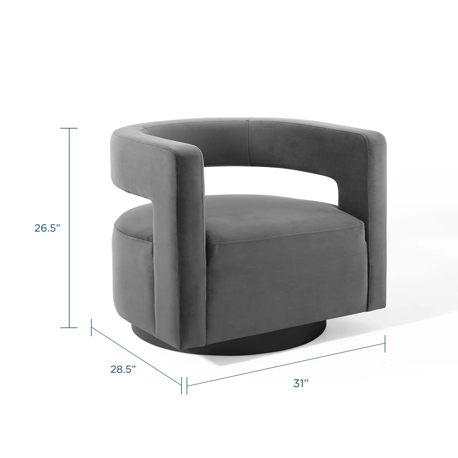 Fauteuil pivotant en velours Performance Cutaway de Spin