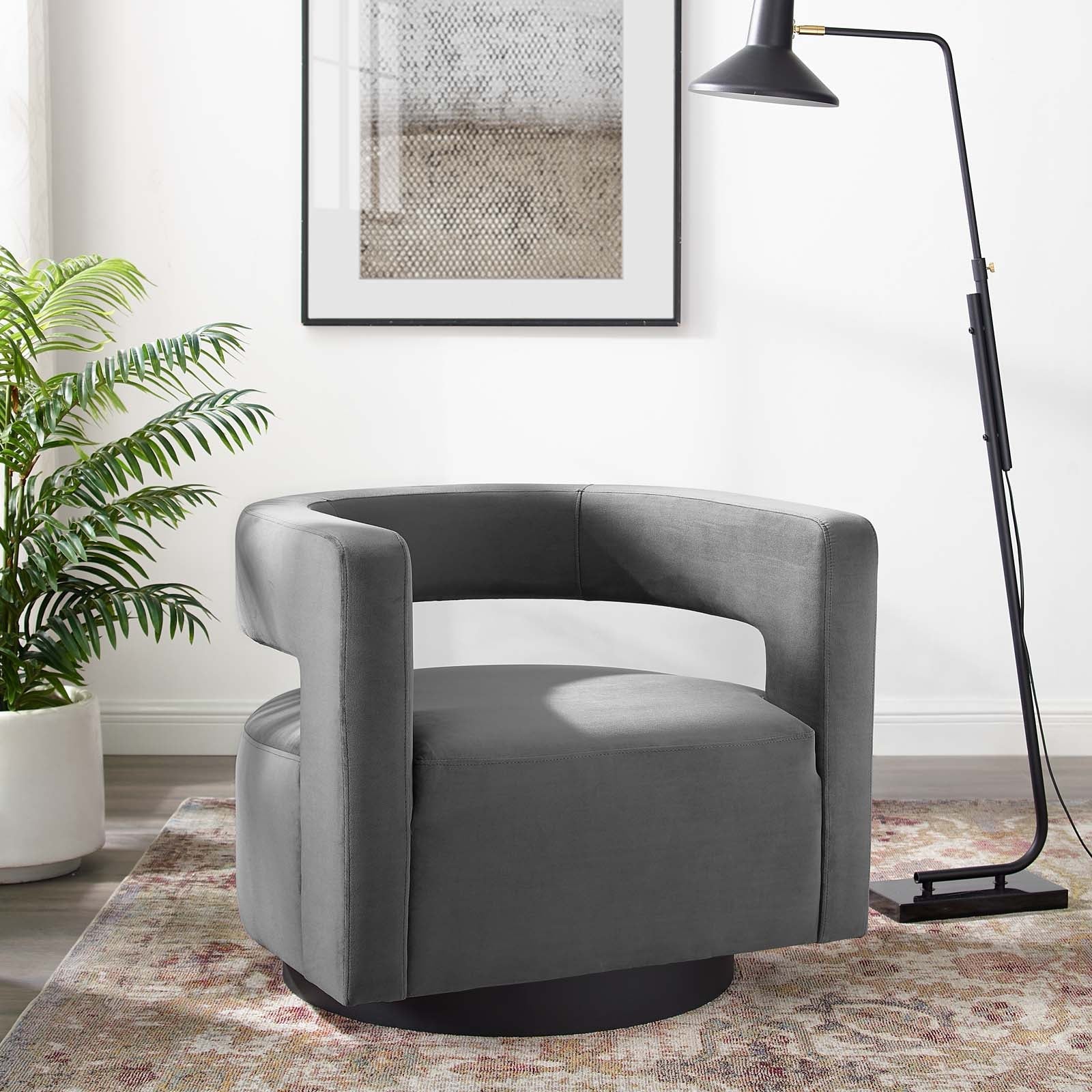 Fauteuil pivotant en velours Performance Cutaway de Spin
