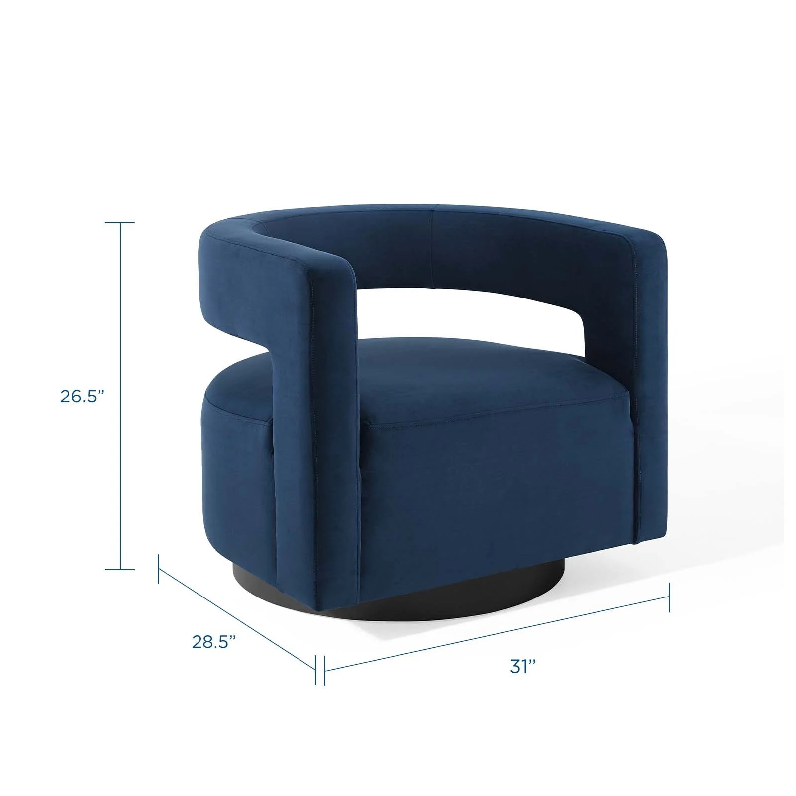 Fauteuil pivotant en velours Performance Cutaway de Spin