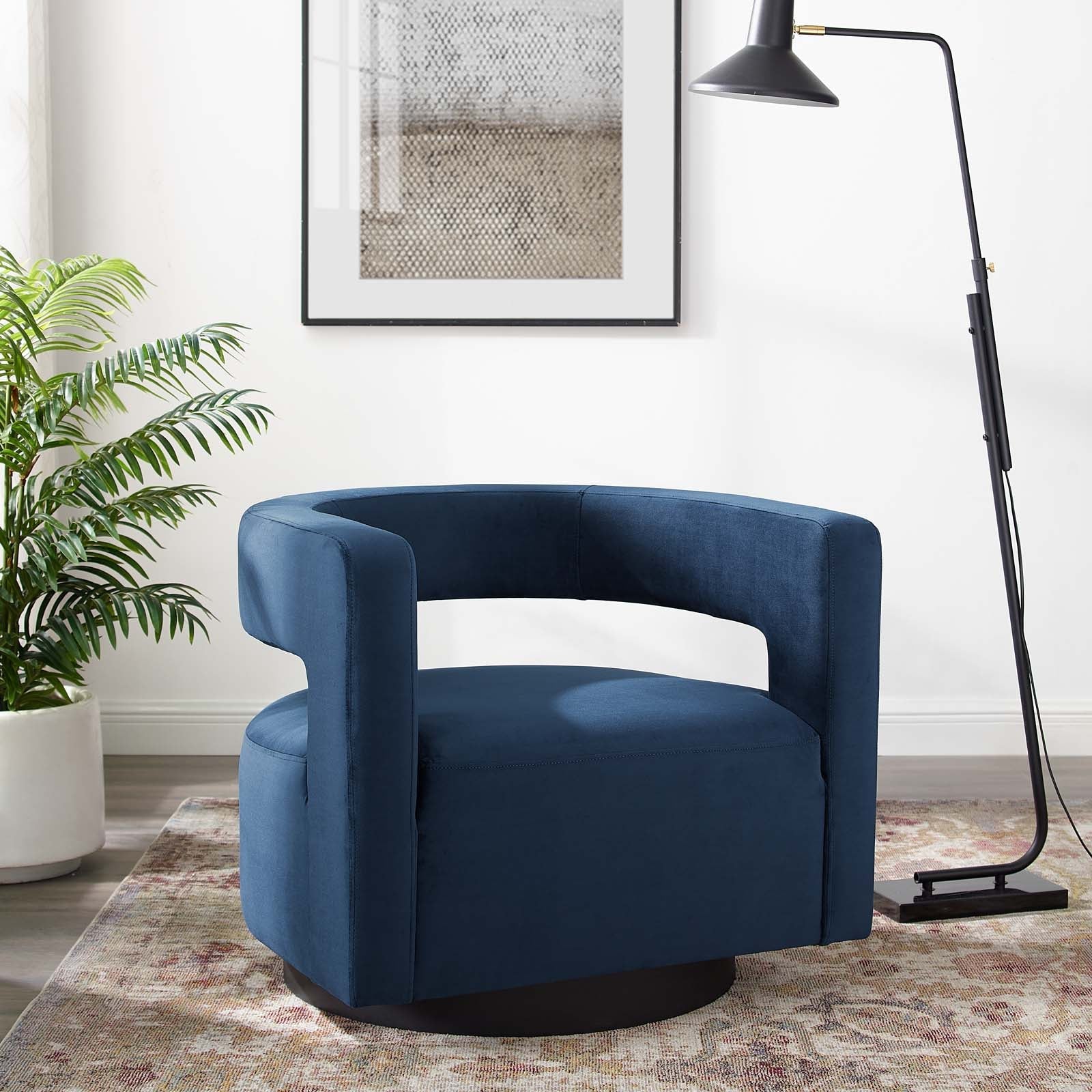 Fauteuil pivotant en velours Performance Cutaway de Spin