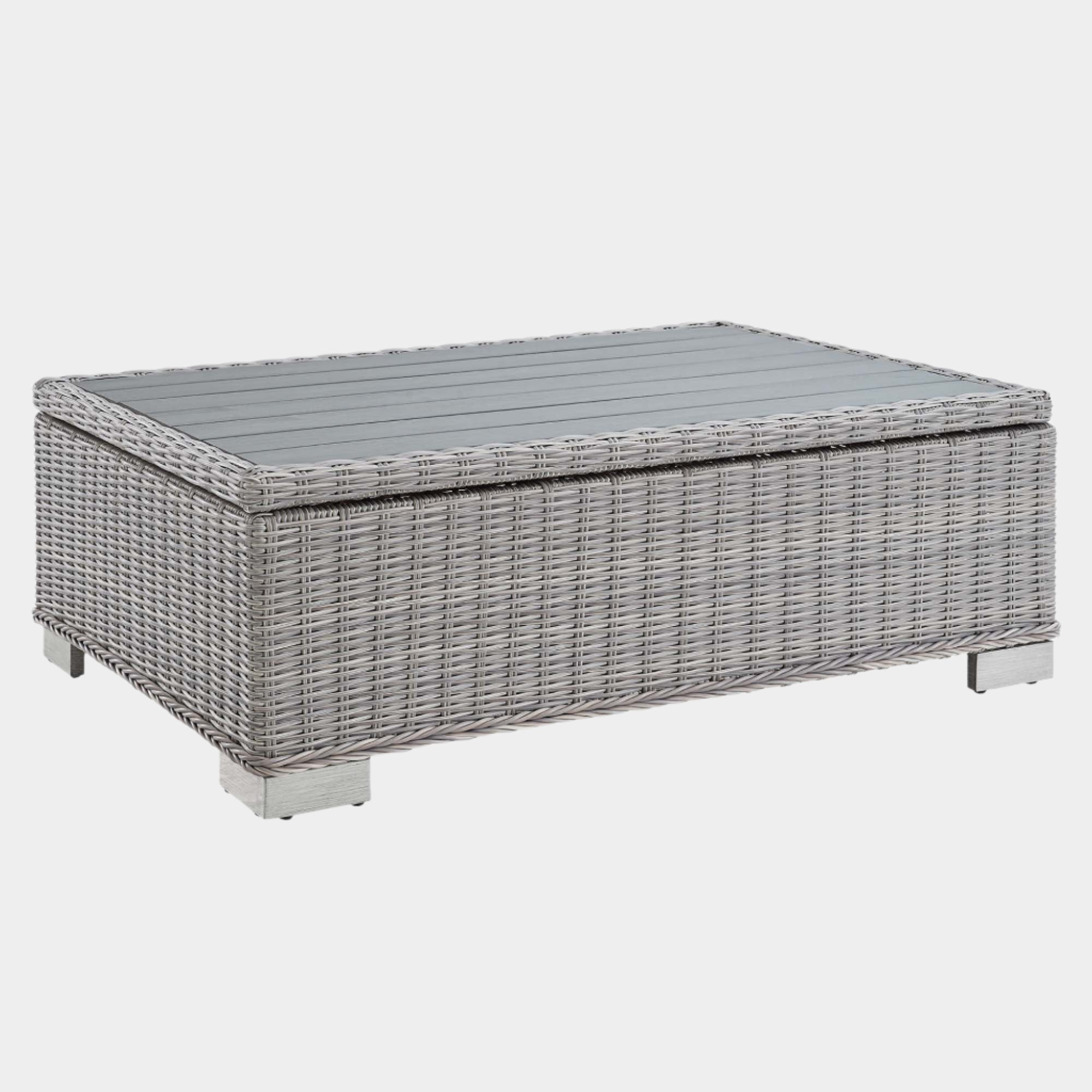 Table basse en rotin et osier pour patio extérieur Conway de 45 po en gris clair