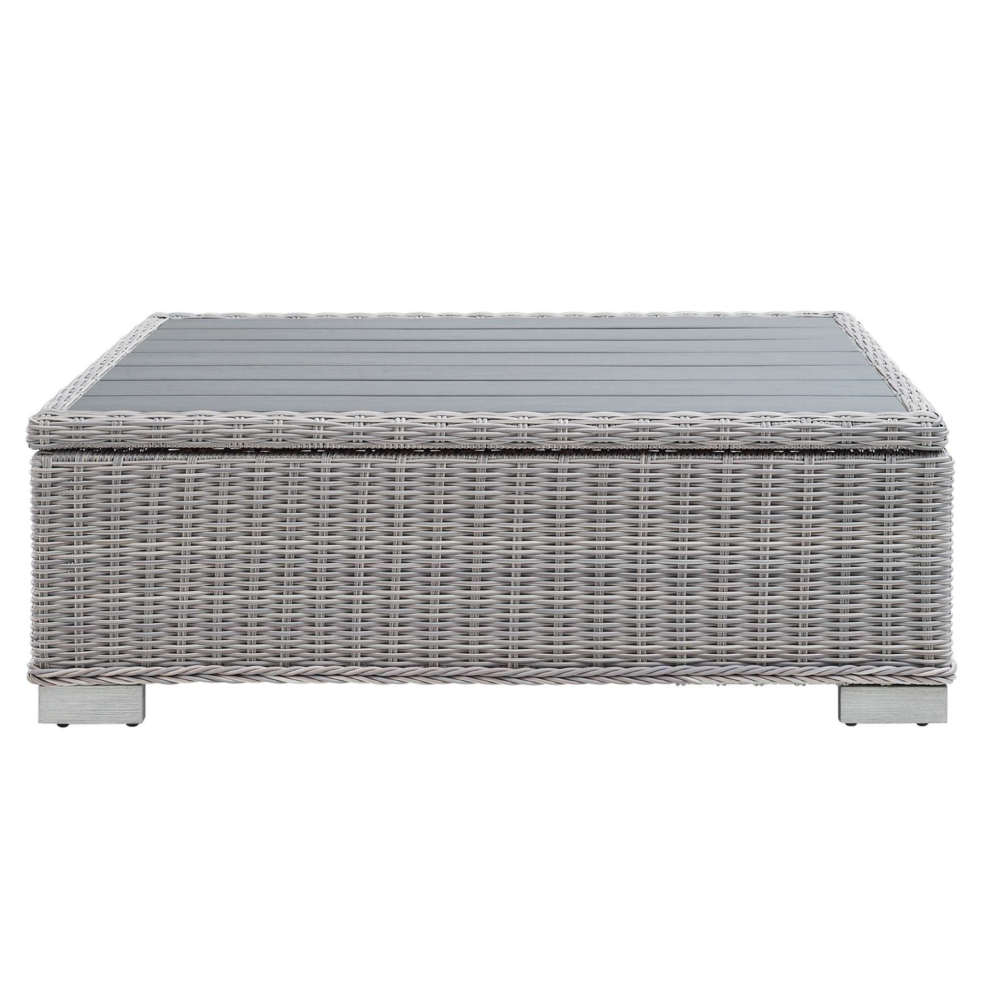 Table basse en rotin et osier pour patio extérieur Conway de 45 po en gris clair