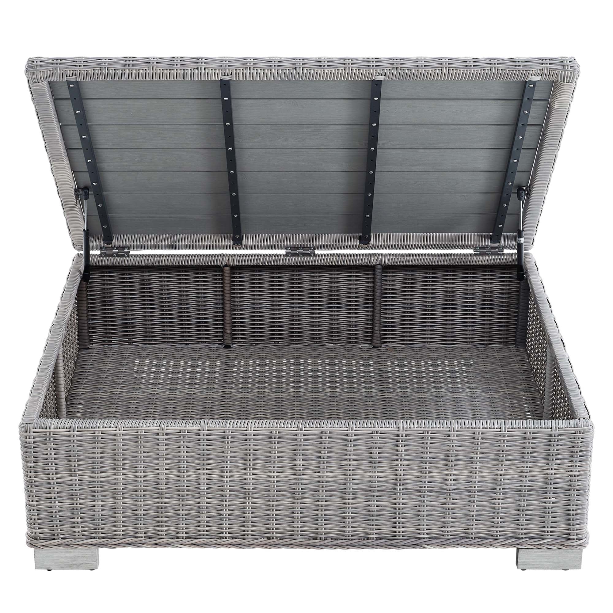 Table basse en rotin et osier pour patio extérieur Conway de 45 po en gris clair