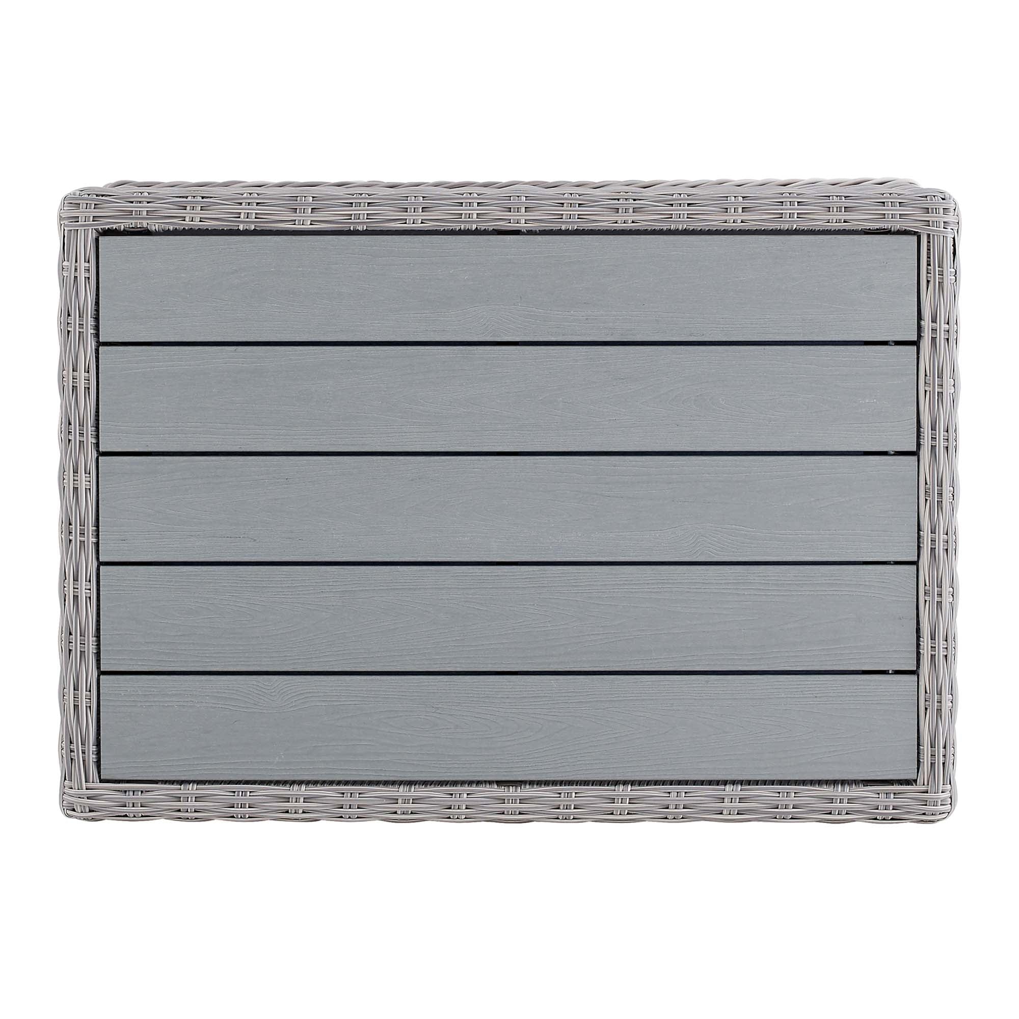 Table basse en rotin et osier pour patio extérieur Conway de 45 po en gris clair