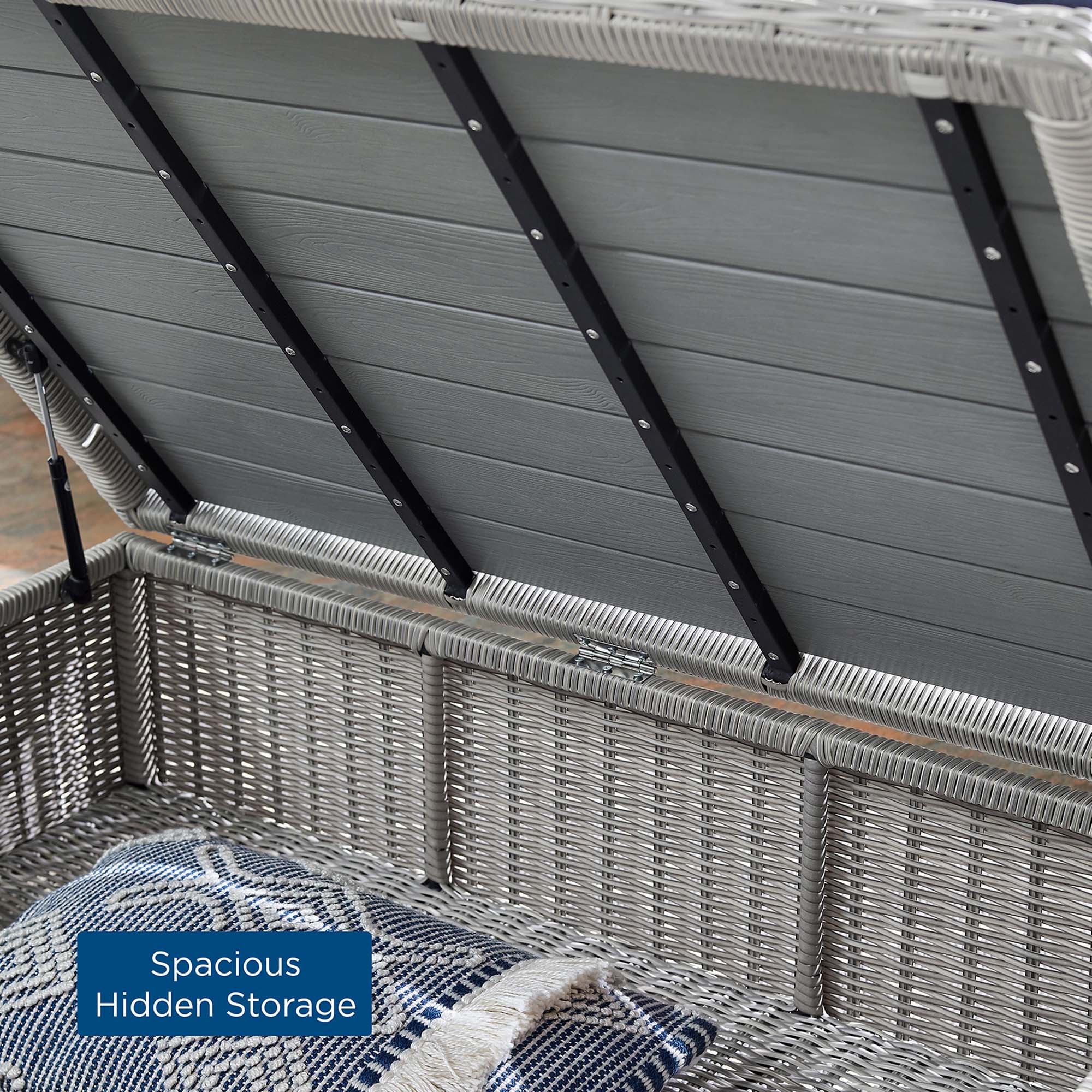 Table basse en rotin et osier pour patio extérieur Conway de 45 po en gris clair