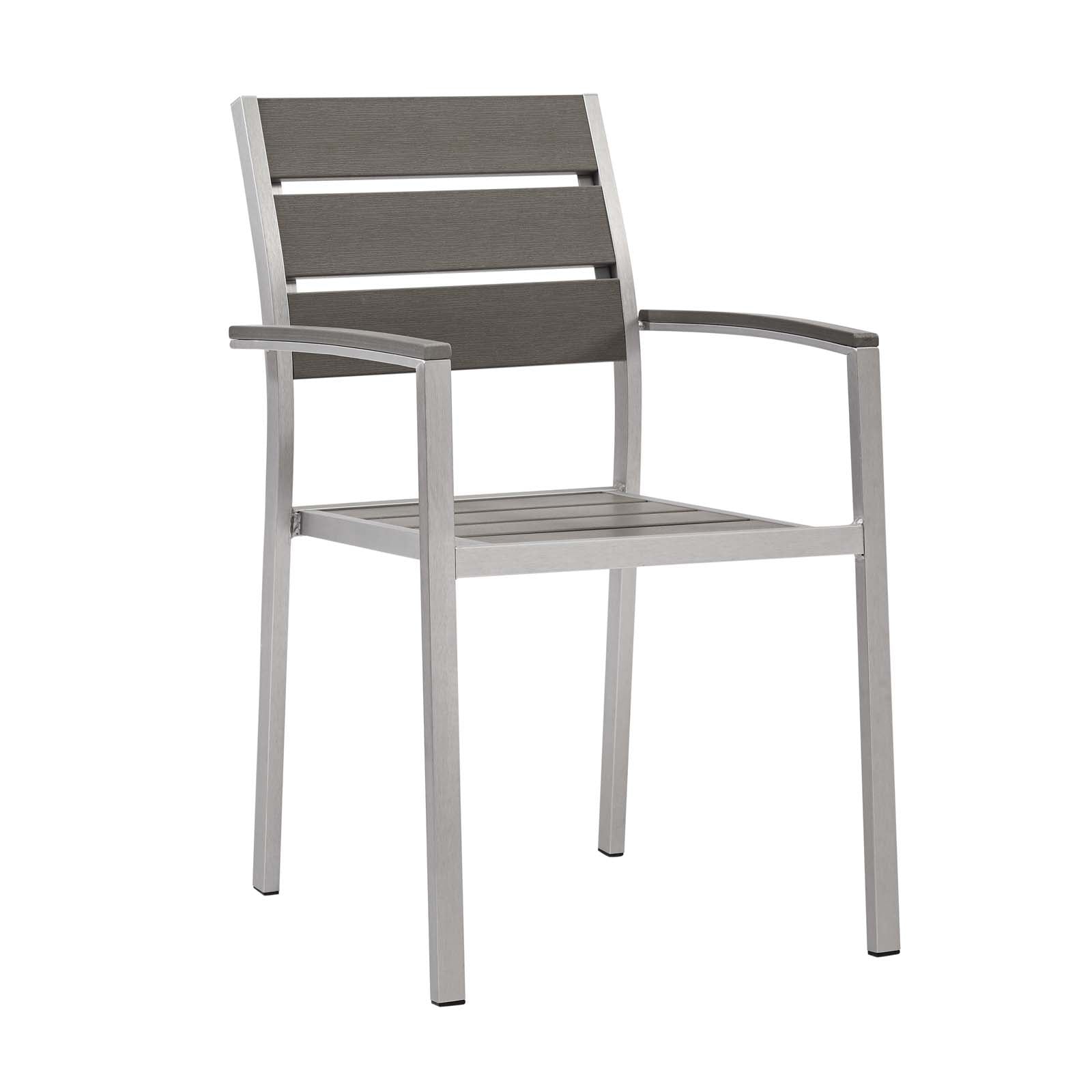 Ensemble de 2 chaises de salle à manger en aluminium pour patio d'extérieur Shore en gris argenté