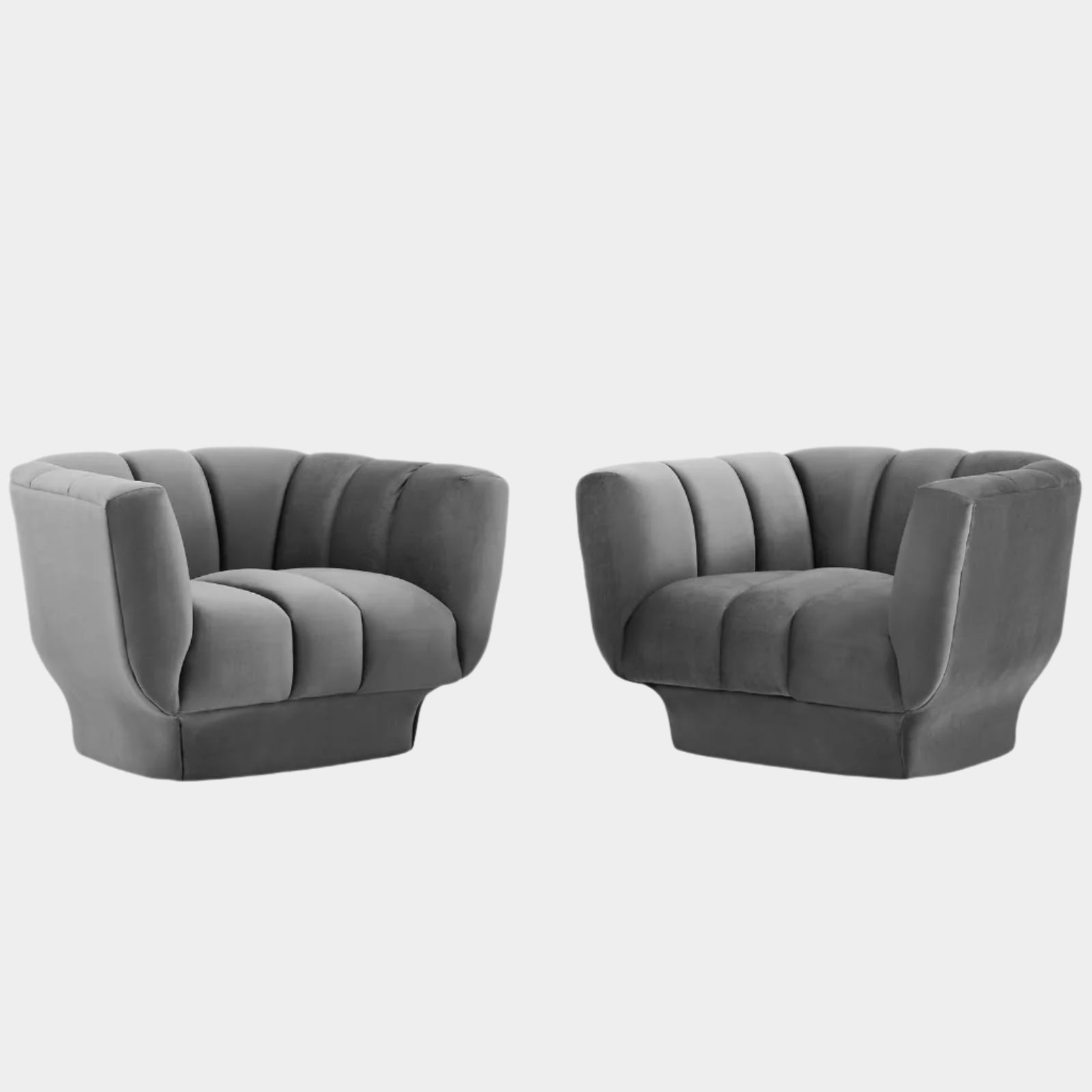 Entertain Vertical Channel Tufted Performance Velvet Armchair Set of 2