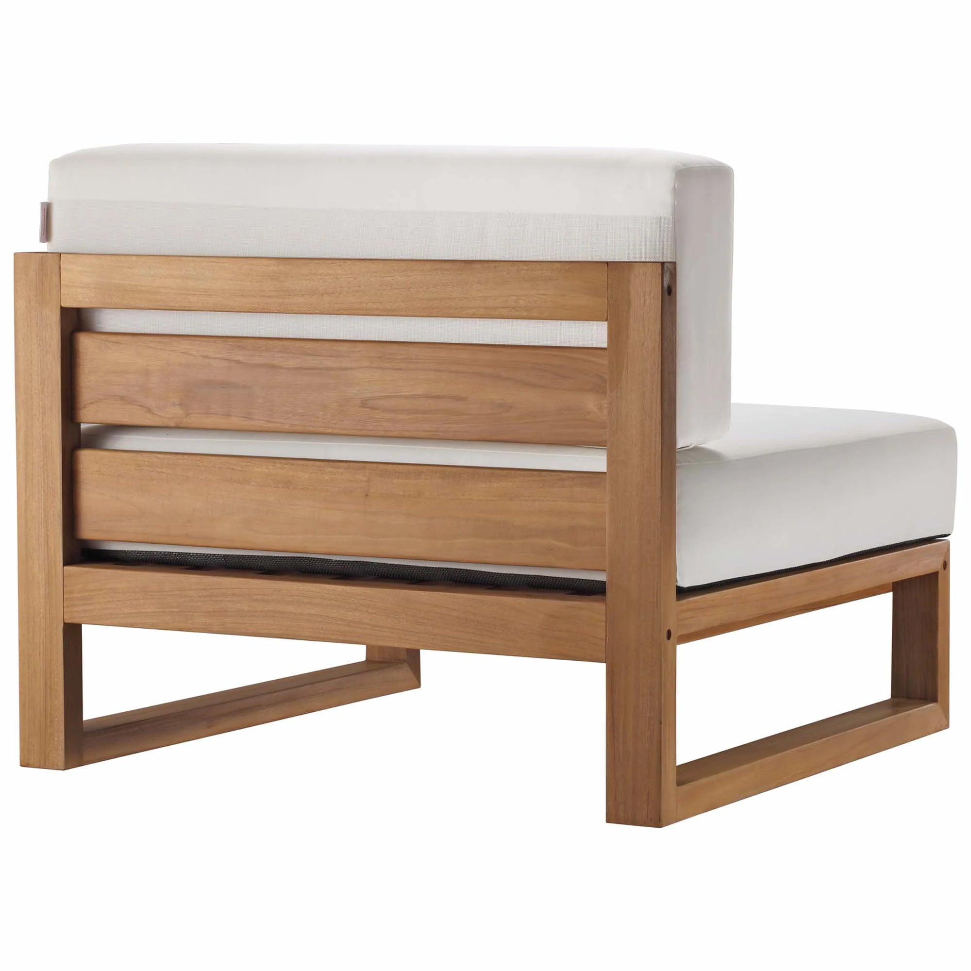 Chaise d'extérieur sans accoudoirs en teck Upland pour patio en blanc naturel