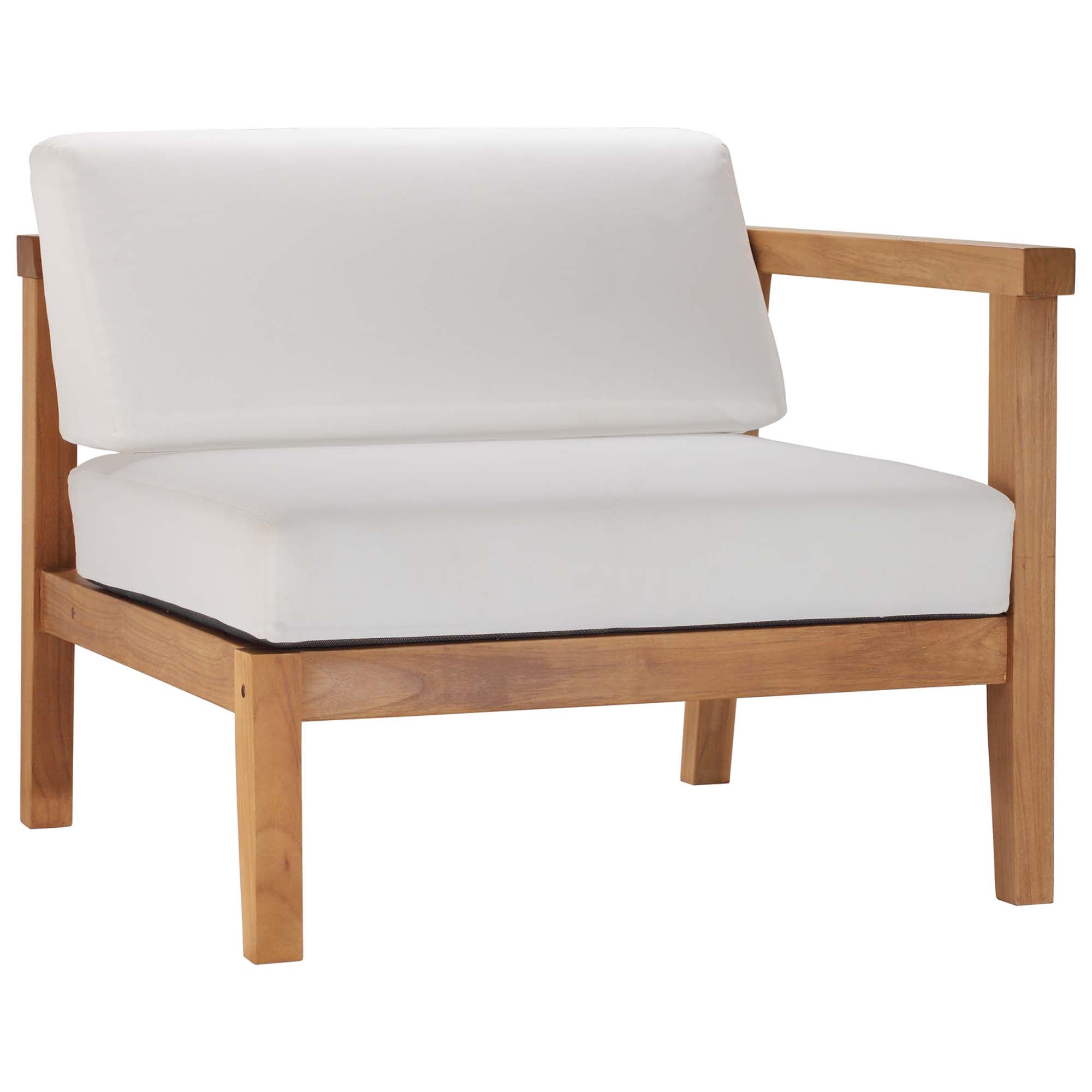 Upland Outdoor Patio Teak Wood Armless Chair in Natural White
