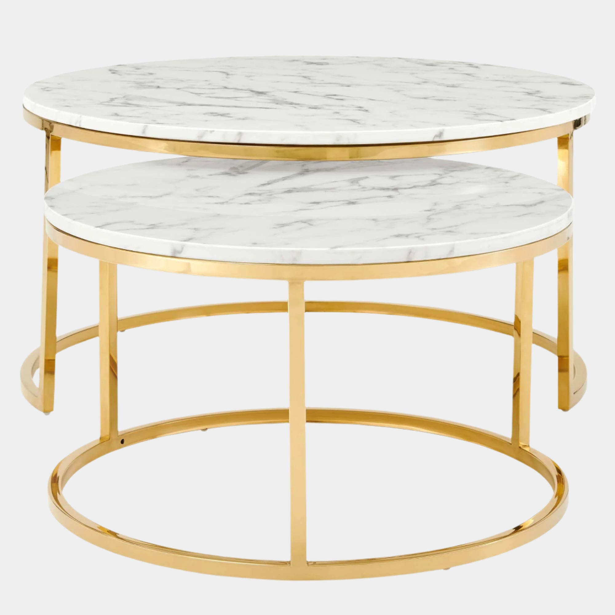 Ravenna Artificial Marble Nesting Coffee Table in Gold White