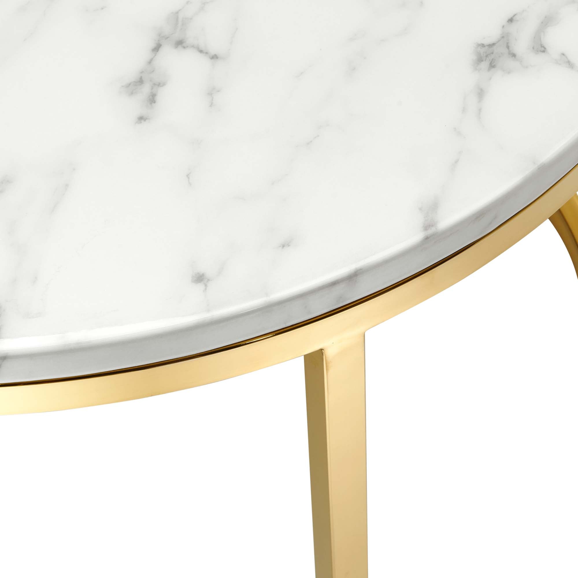 Ravenna Artificial Marble Nesting Coffee Table in Gold White