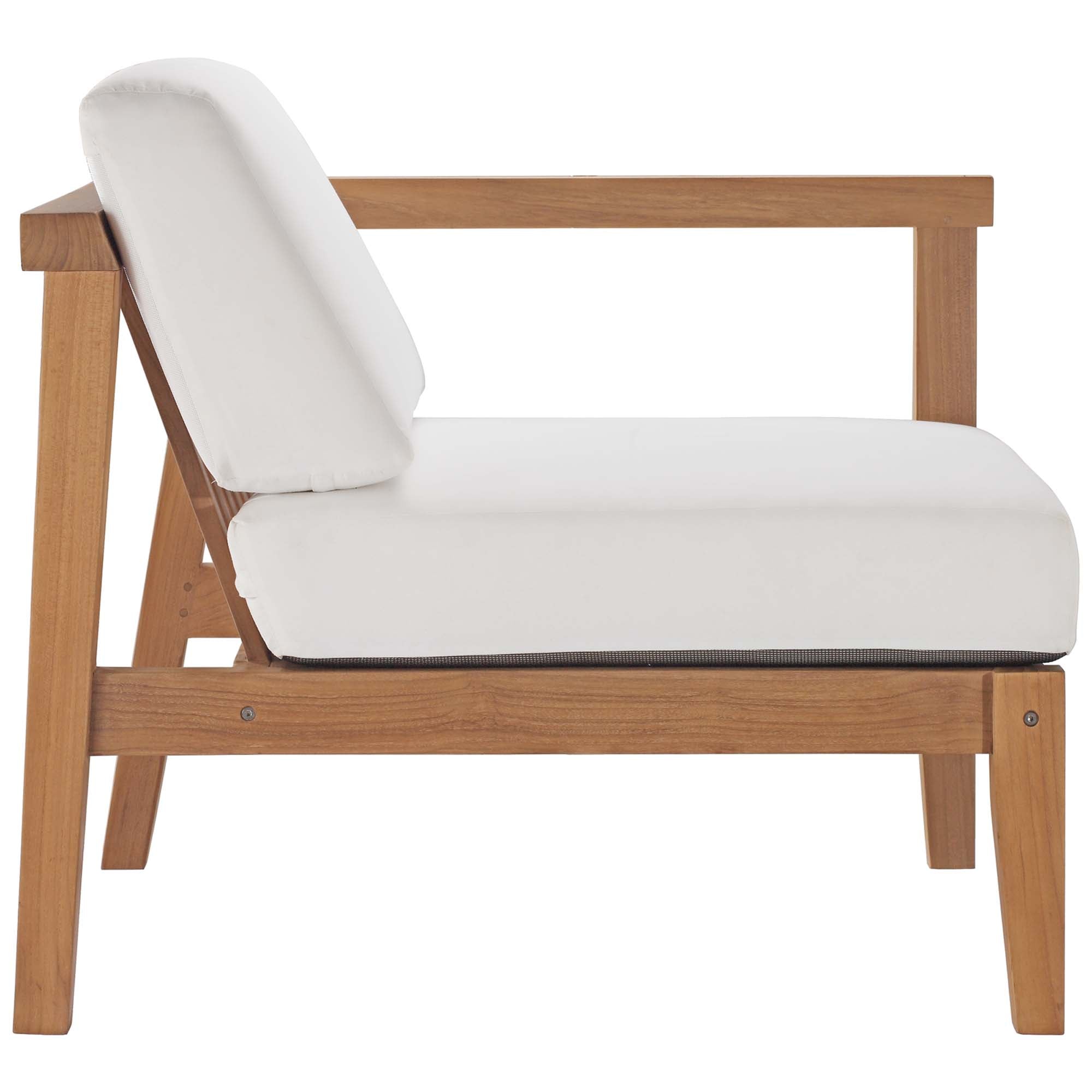 Bayport 3-Piece Outdoor Patio Teak Wood Sectional Sofa Set in Natural White