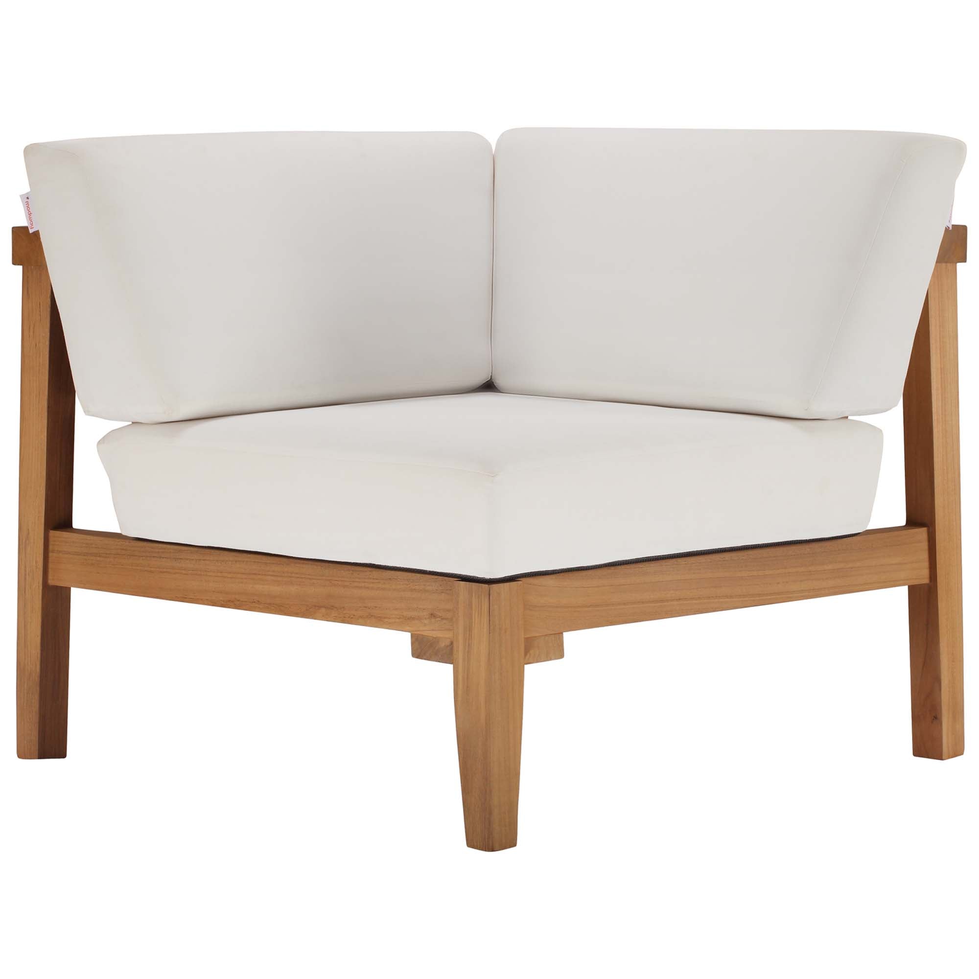 Bayport 3-Piece Outdoor Patio Teak Wood Sectional Sofa Set in Natural White