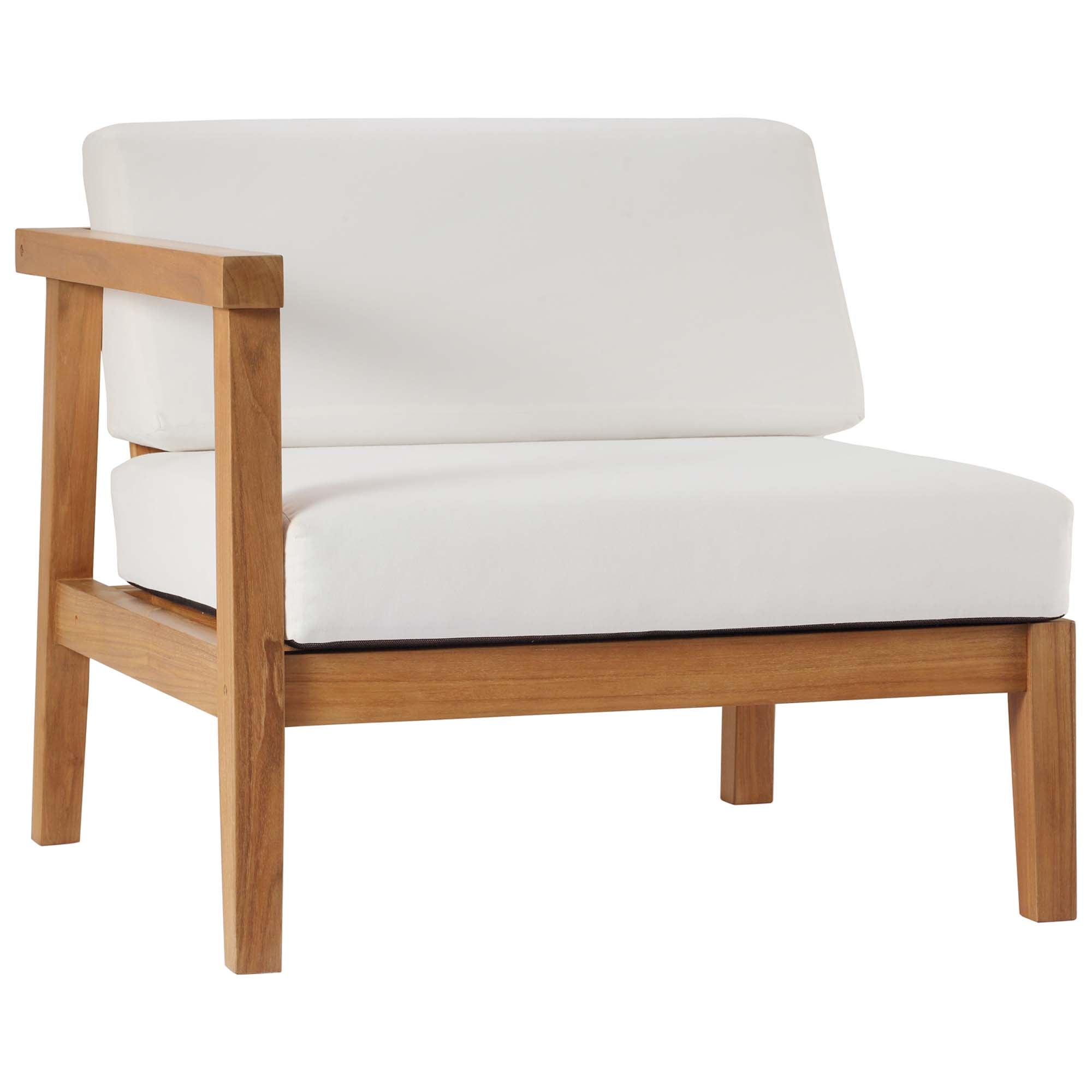 Bayport 3-Piece Outdoor Patio Teak Wood Sectional Sofa Set in Natural White